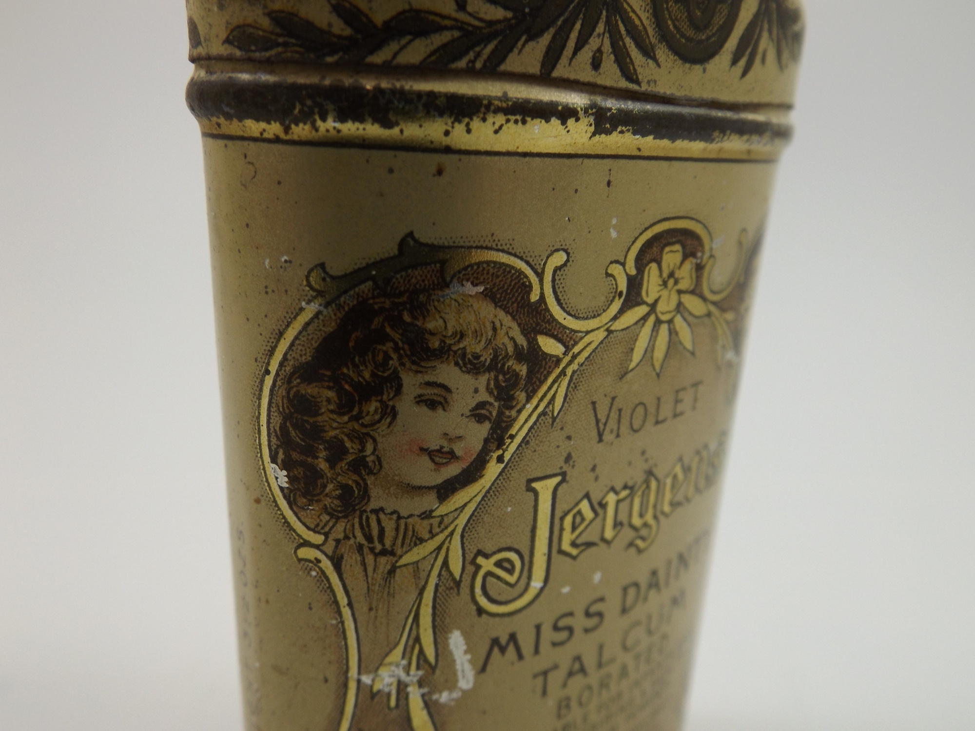 Violet Jergens Miss Dainty Talcum Tin, c. 1916