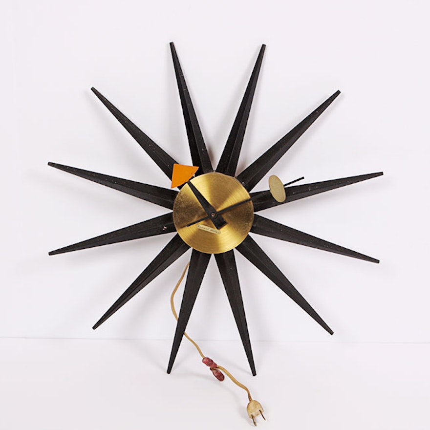 George Nelson Mid Century Modern Starburst Clock