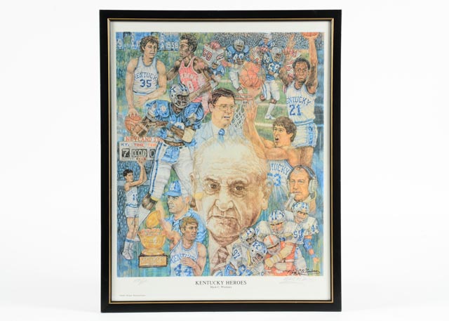 1970s University of Kentucky "Kentucky Heroes" Signed Print