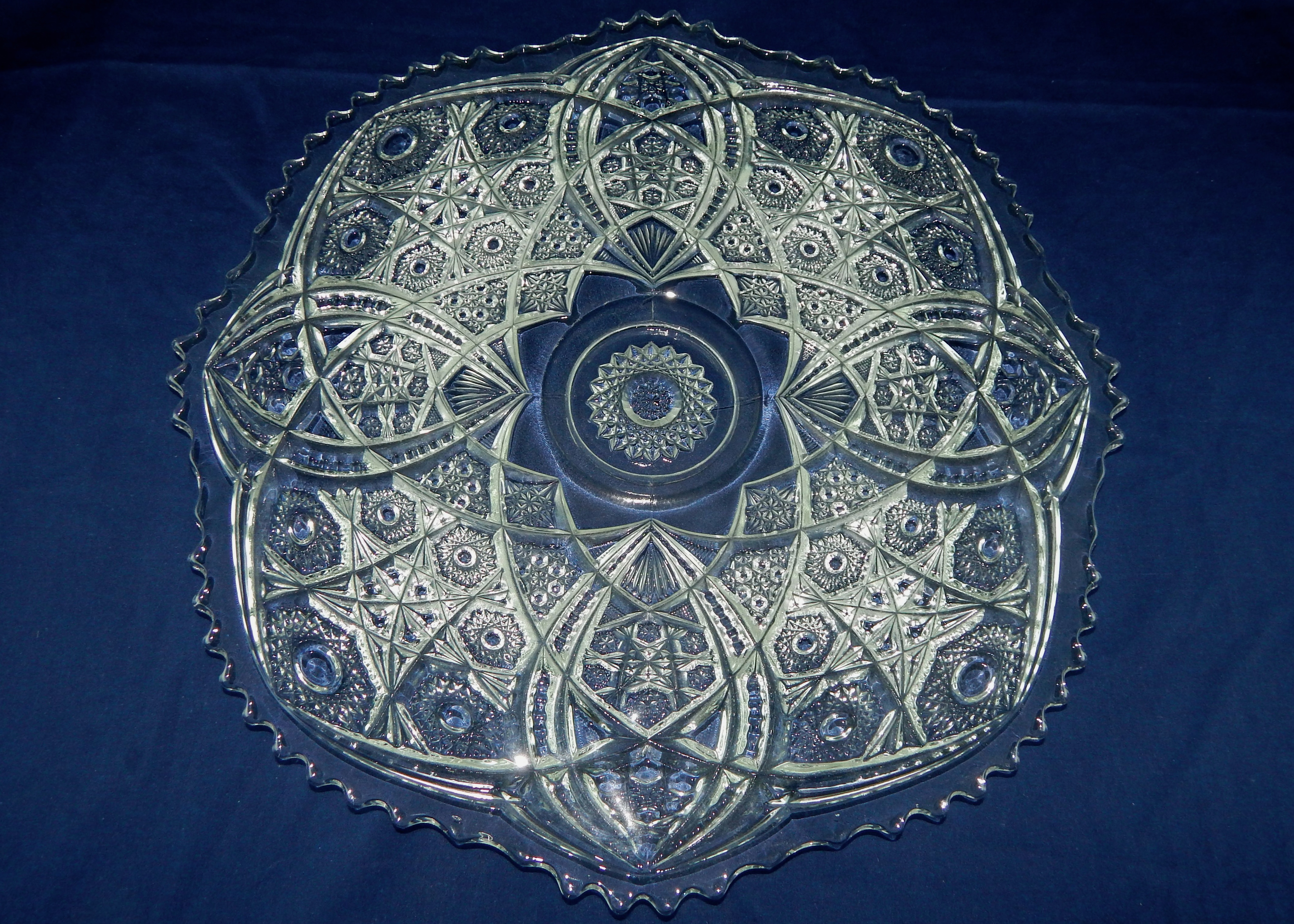 Antique Crystal Punch Bowl Set