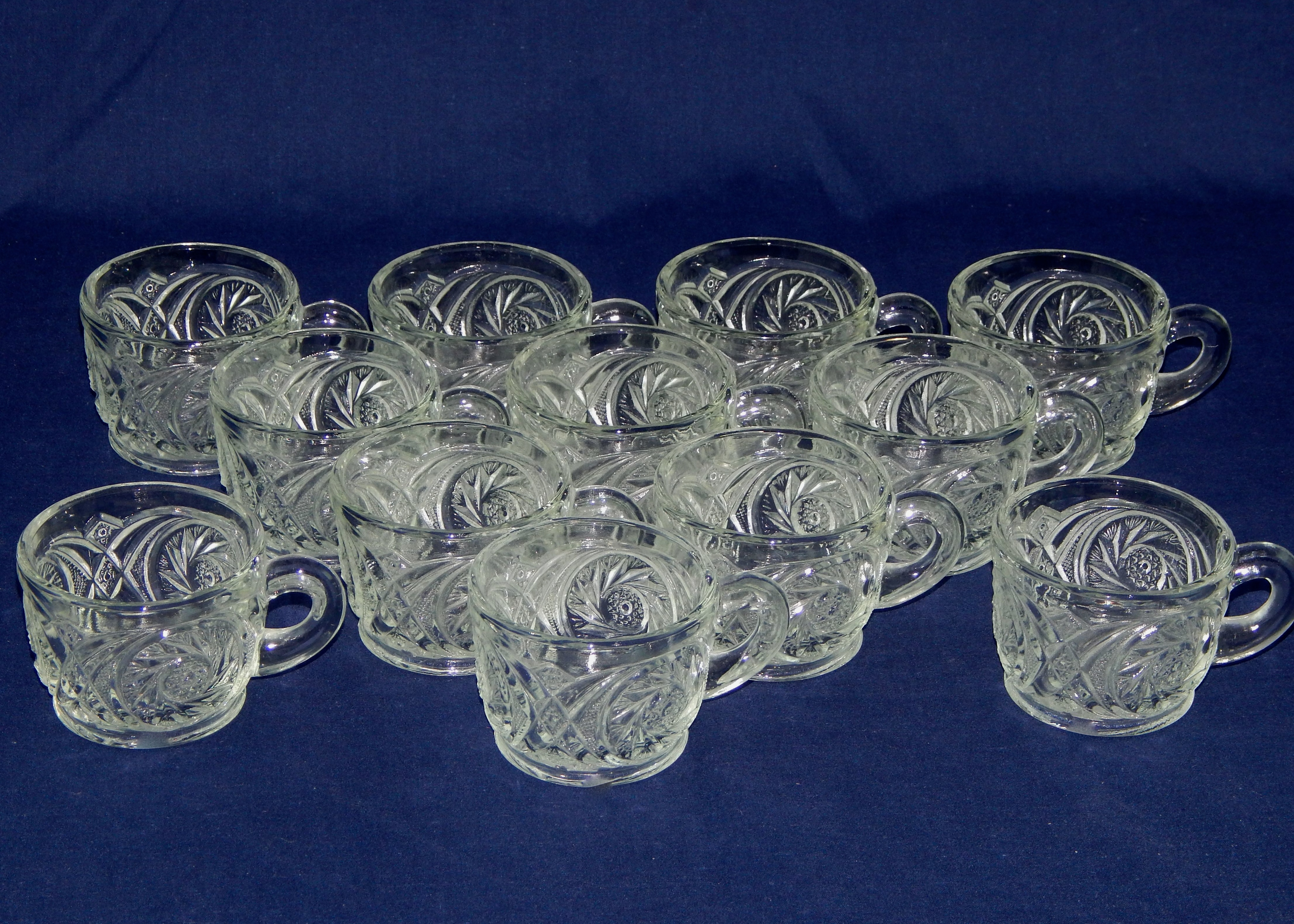 Antique Crystal Punch Bowl Set