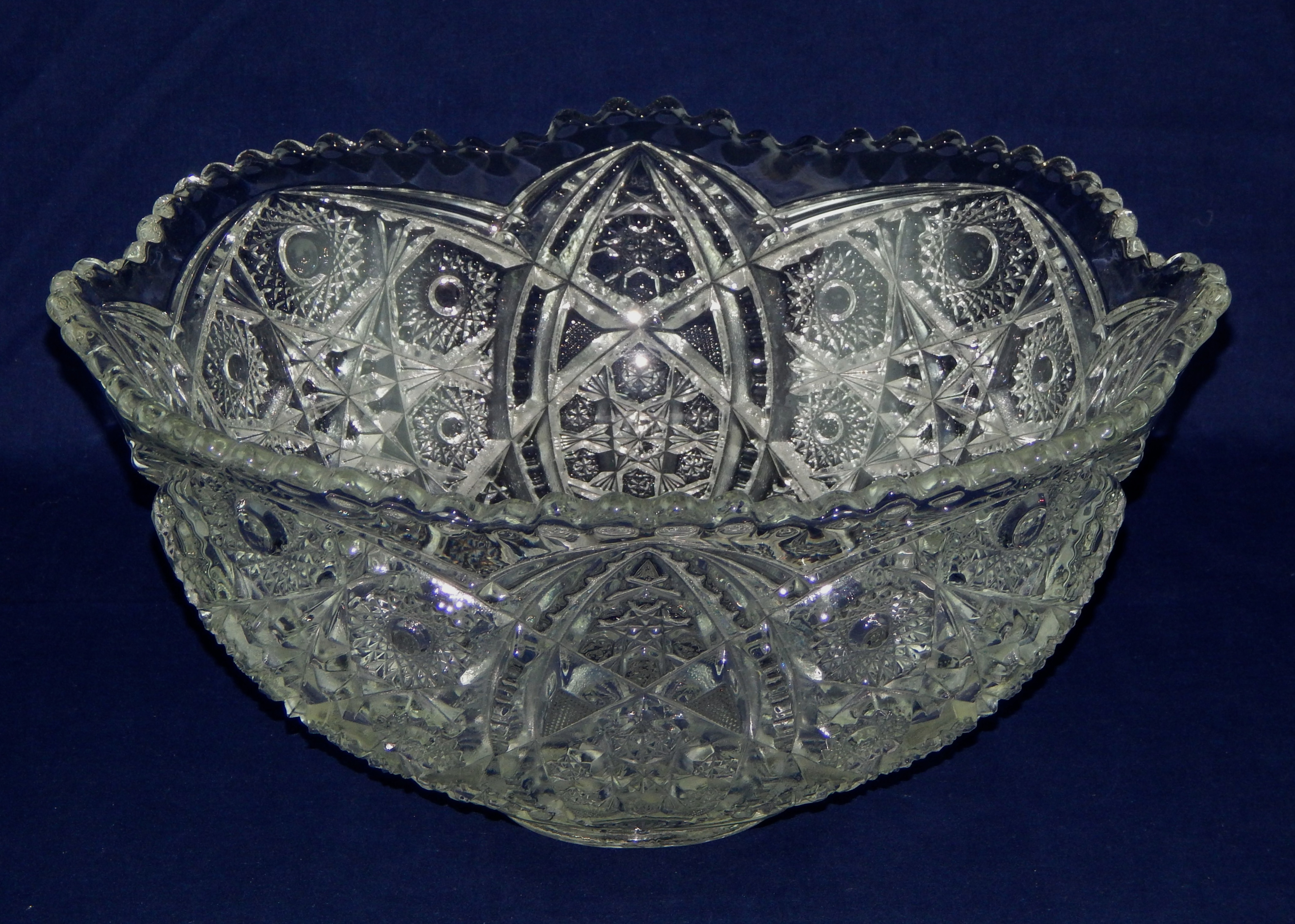 Antique Crystal Punch Bowl Set