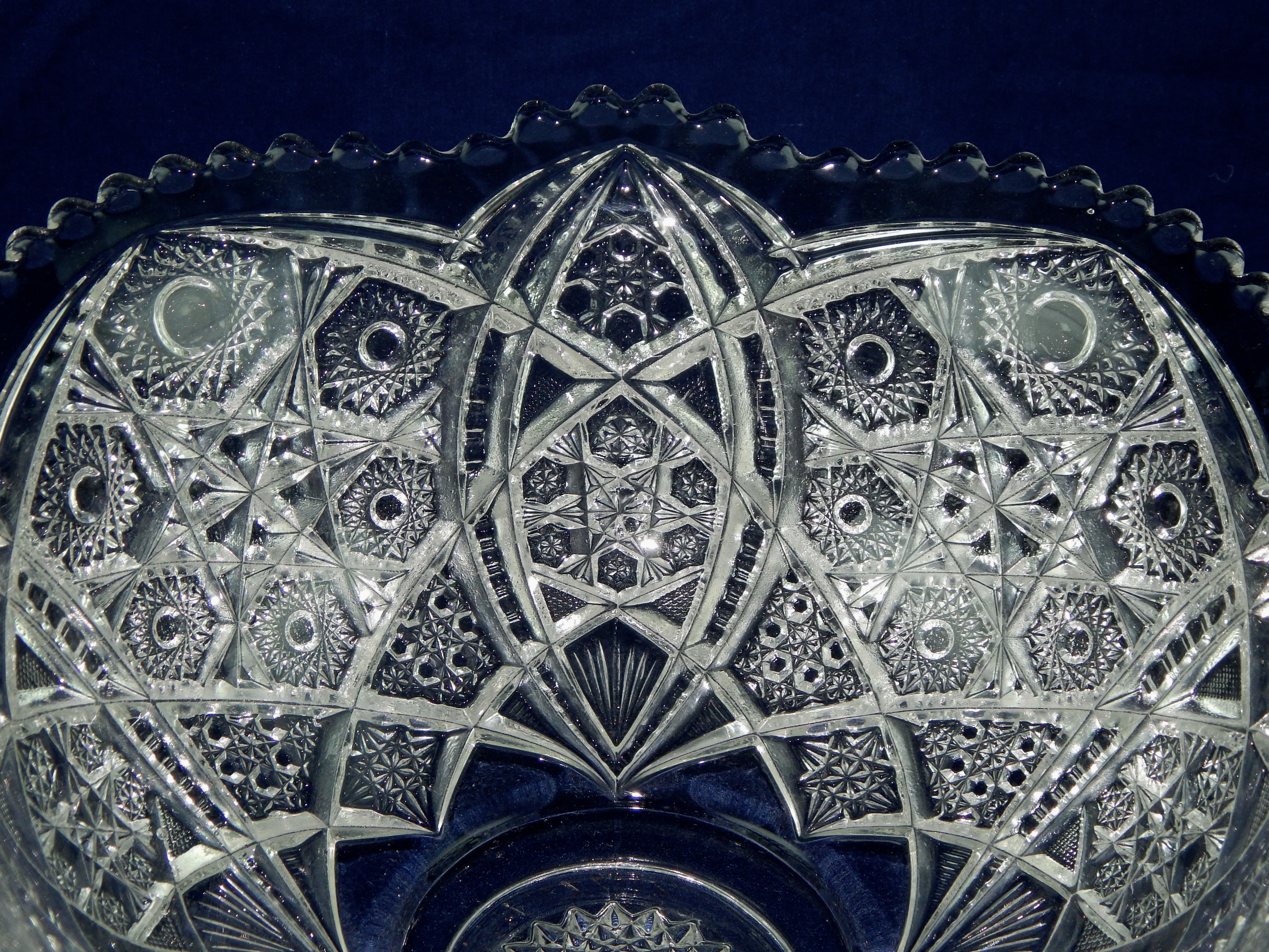 Antique Crystal Punch Bowl Set