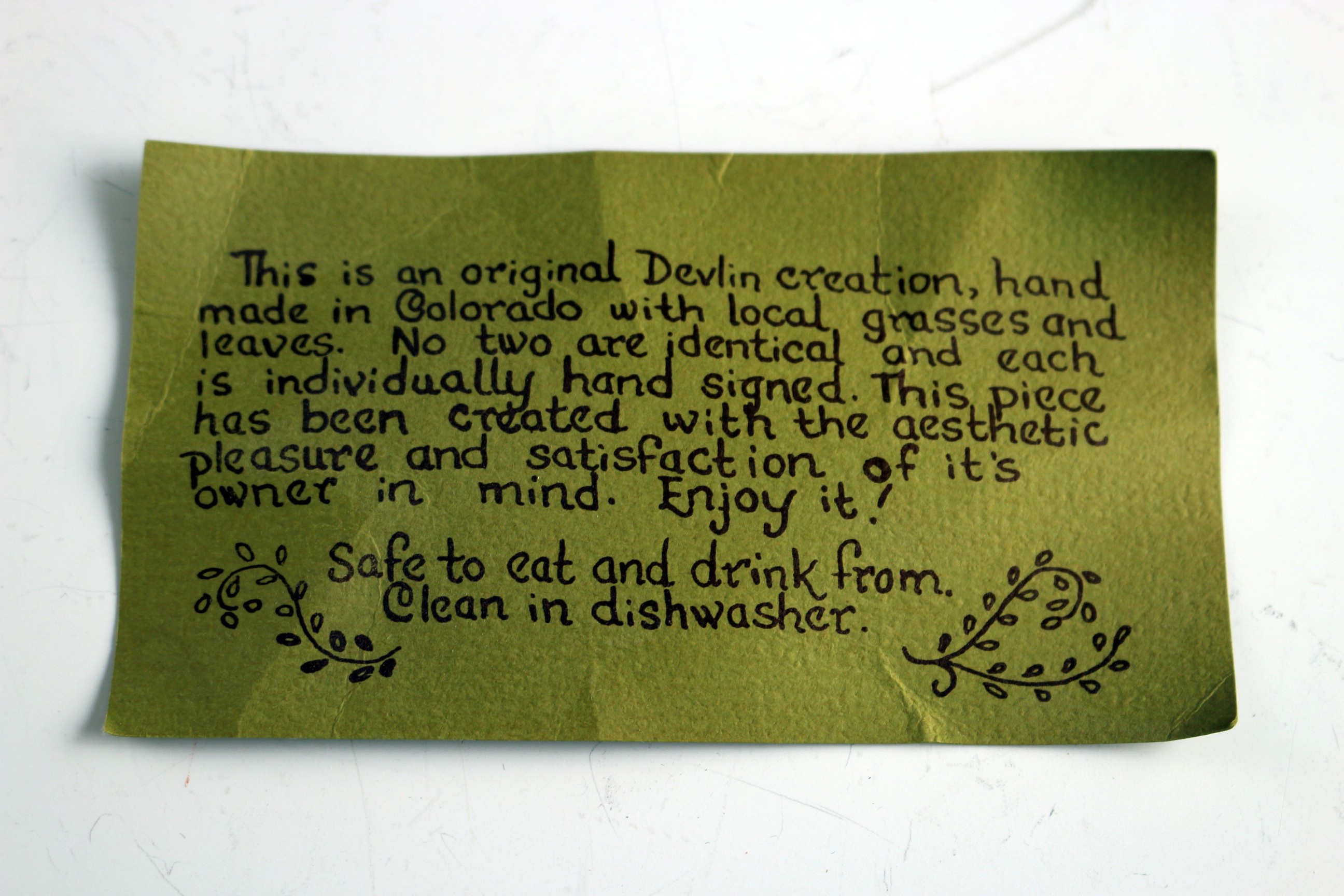 Signed Fred Devlin Handmade Pottery Vase