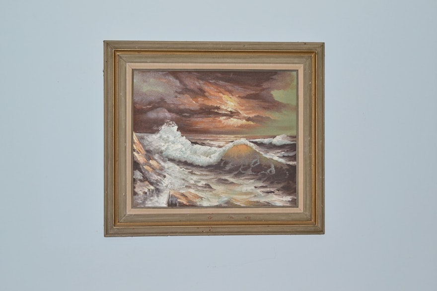 Original Oil On Canvas Seascape By Stevens