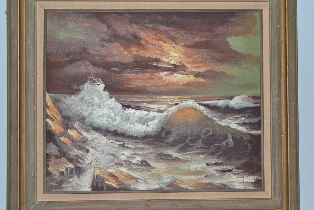 Original Oil On Canvas Seascape By Stevens