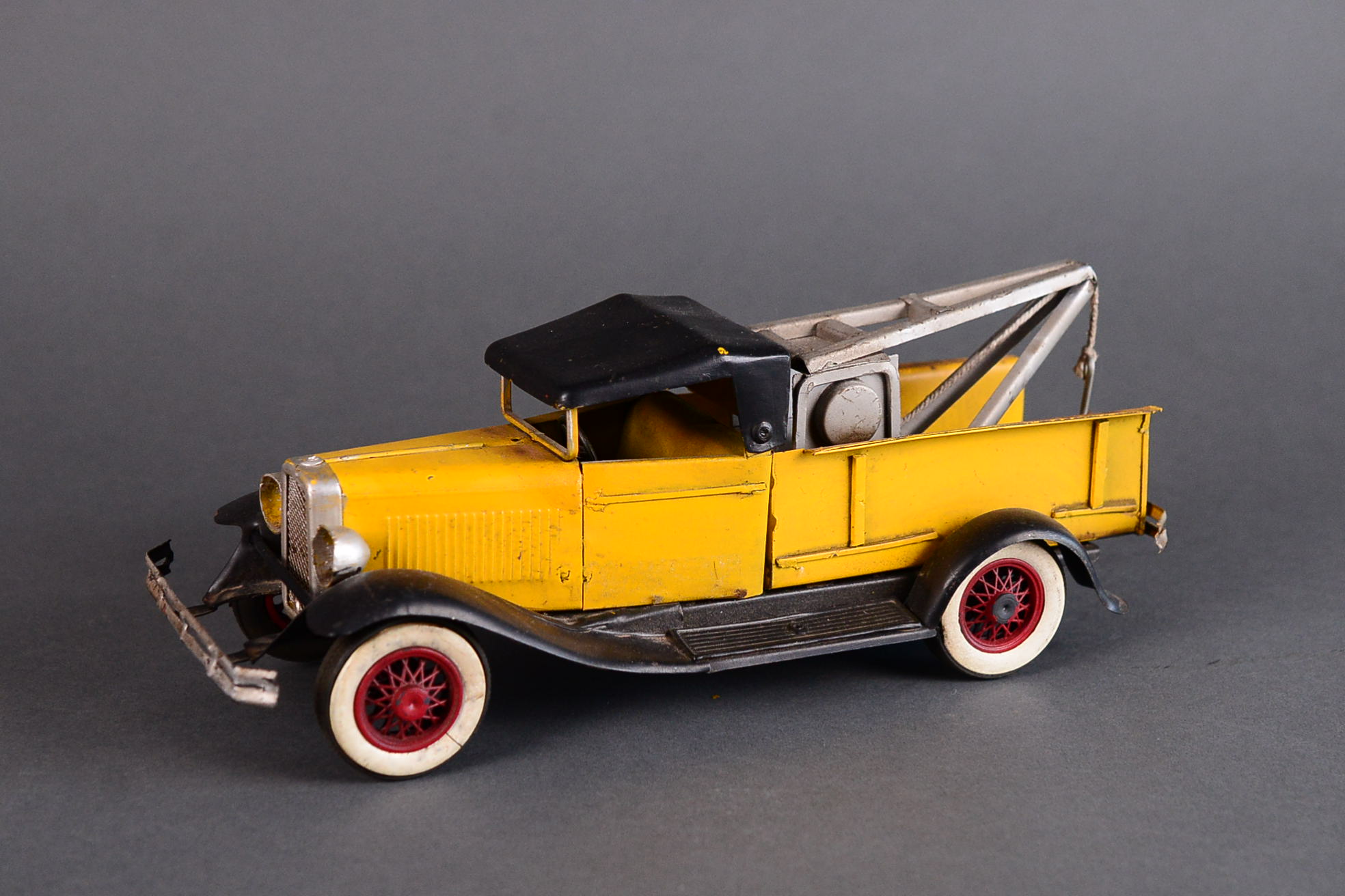 Vintage Metal Yellow Tow Truck