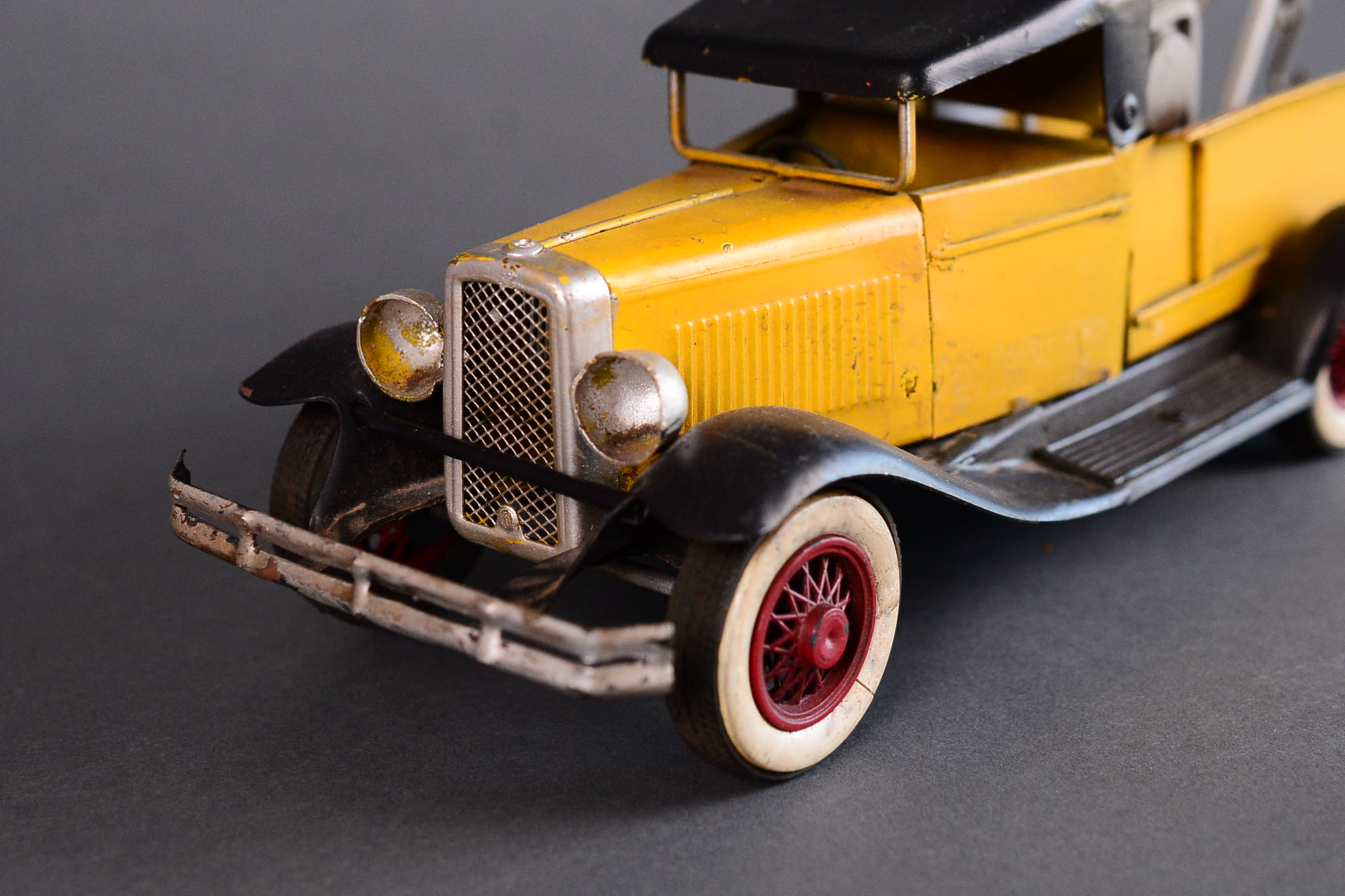 Vintage Metal Yellow Tow Truck