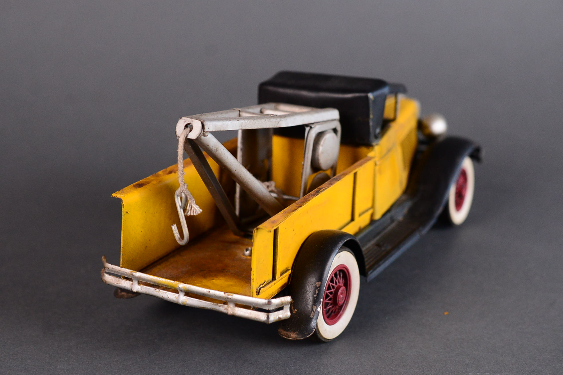 Vintage Metal Yellow Tow Truck