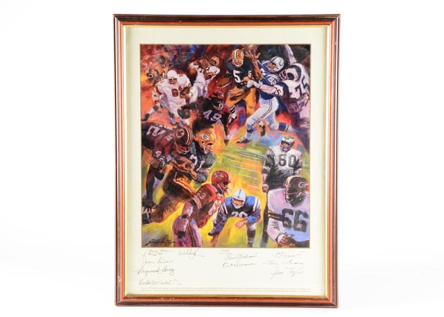 Awesome Signed "Legends" Football Lithograph