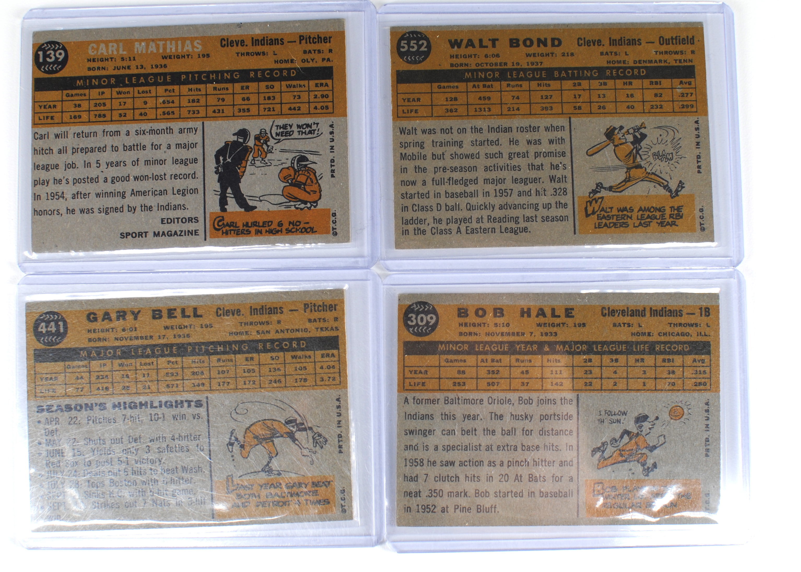 Eighteen 1960 Cleveland Indians Topps Vintage Baseball Cards