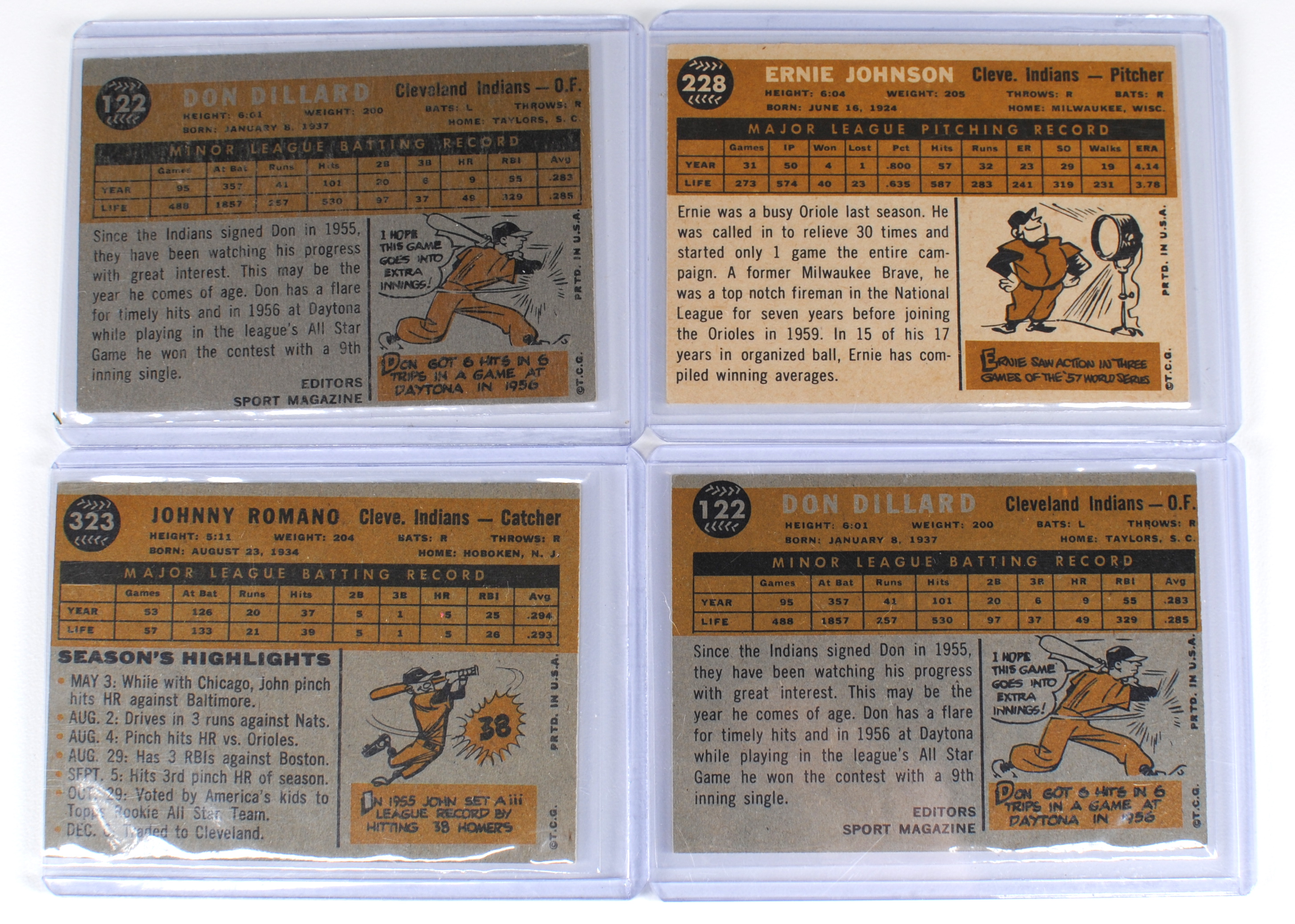 Eighteen 1960 Cleveland Indians Topps Vintage Baseball Cards