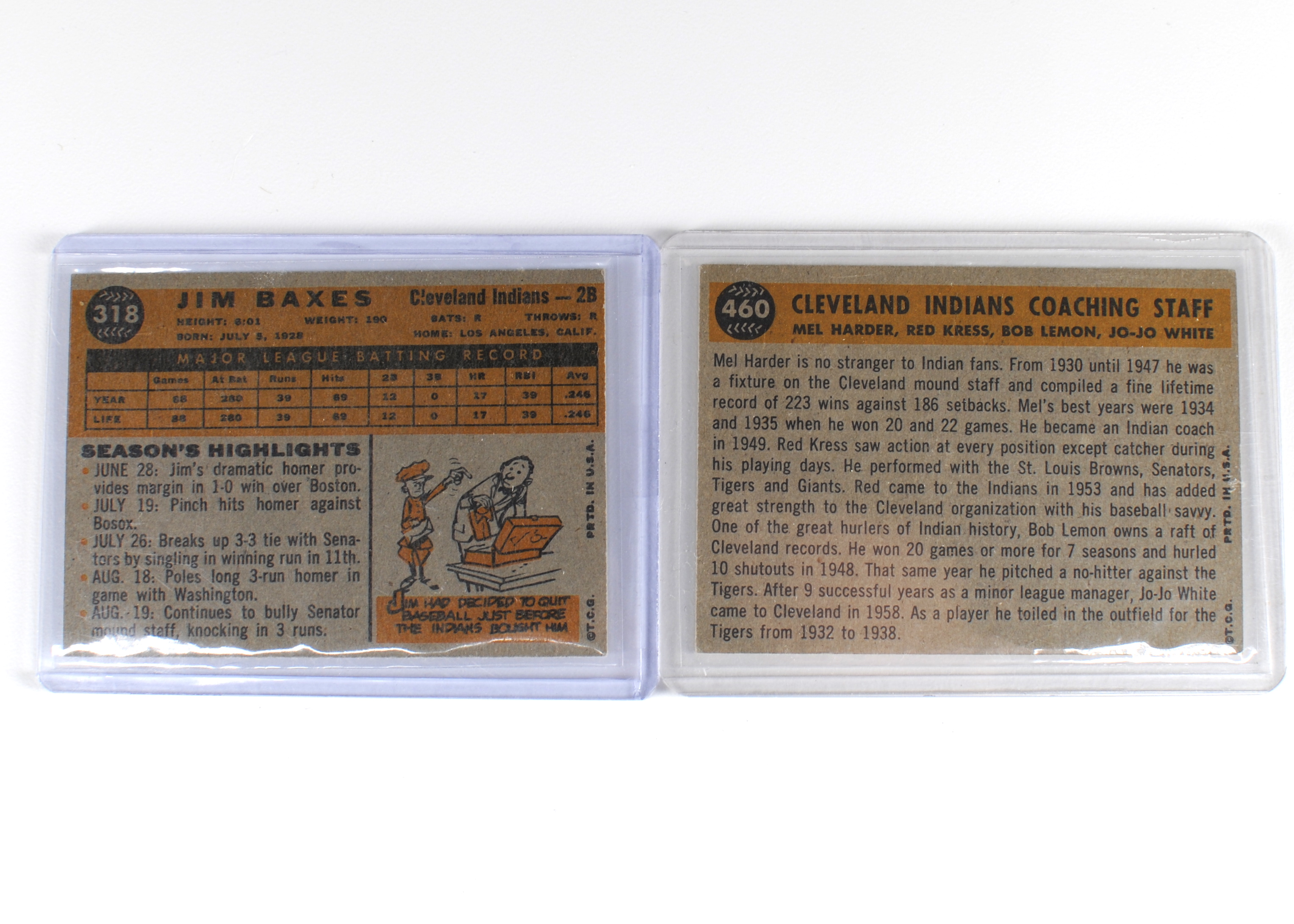 Eighteen 1960 Cleveland Indians Topps Vintage Baseball Cards