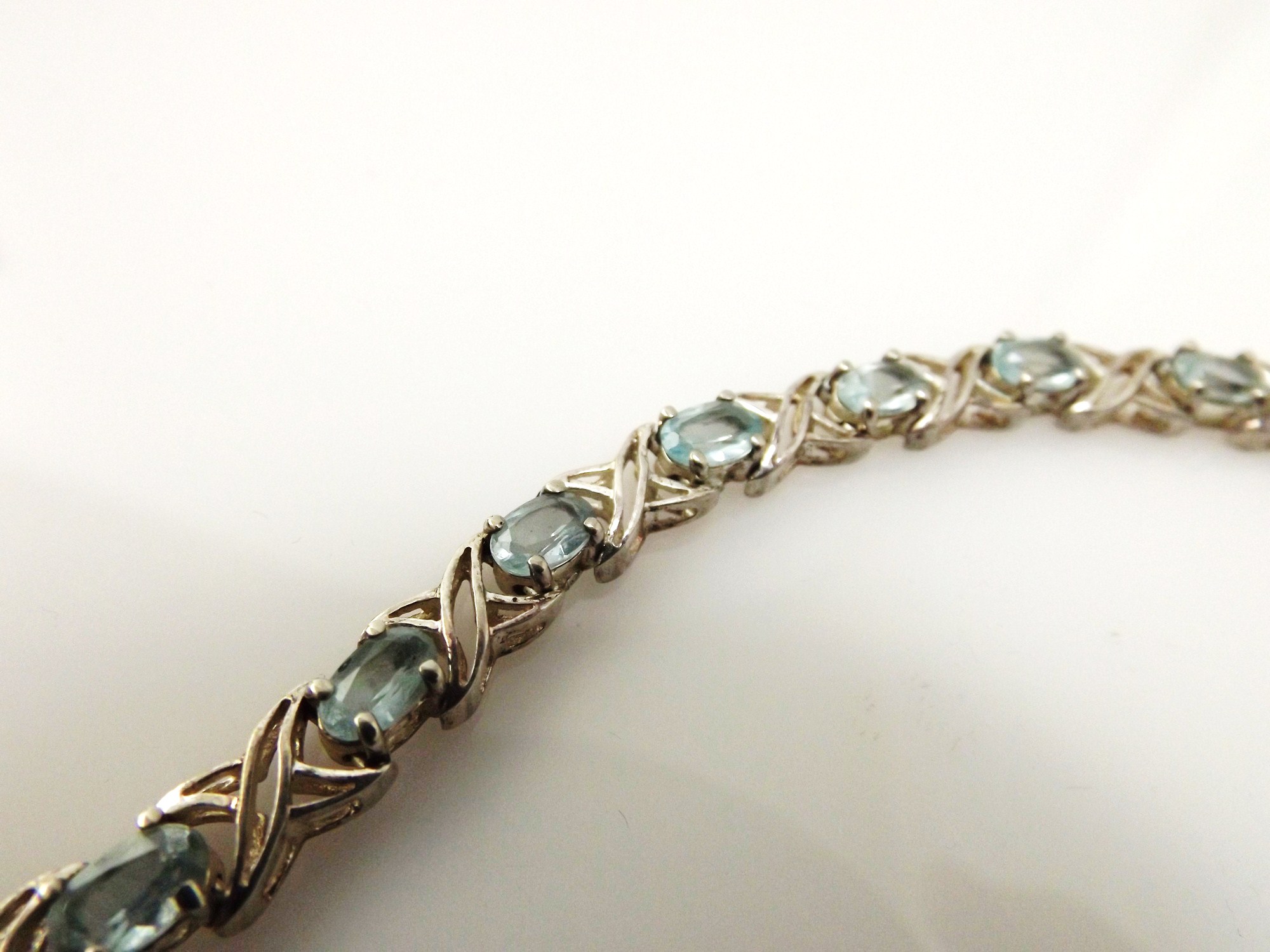 Sterling Silver and Aquamarine Link Bracelet