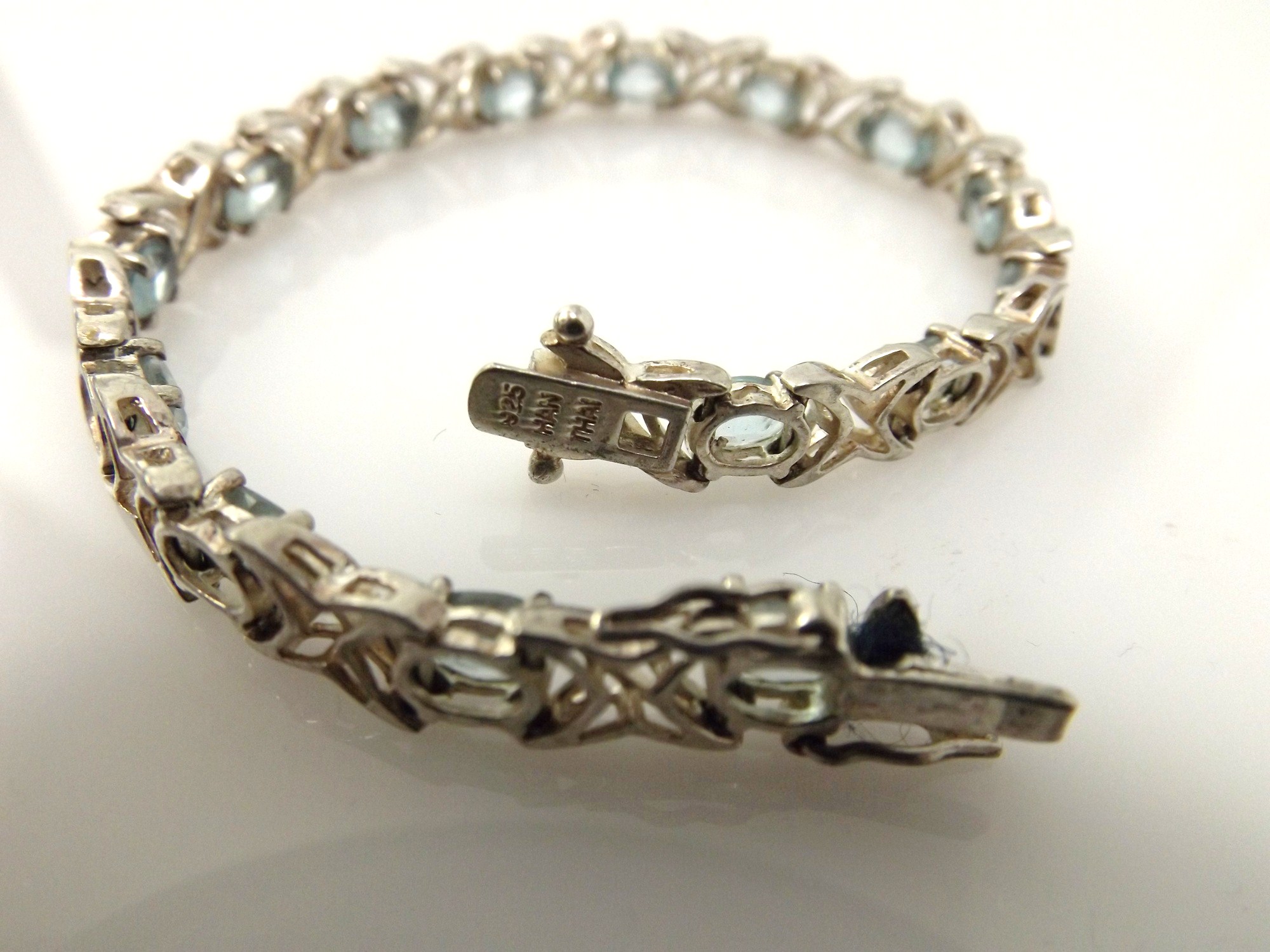 Sterling Silver and Aquamarine Link Bracelet