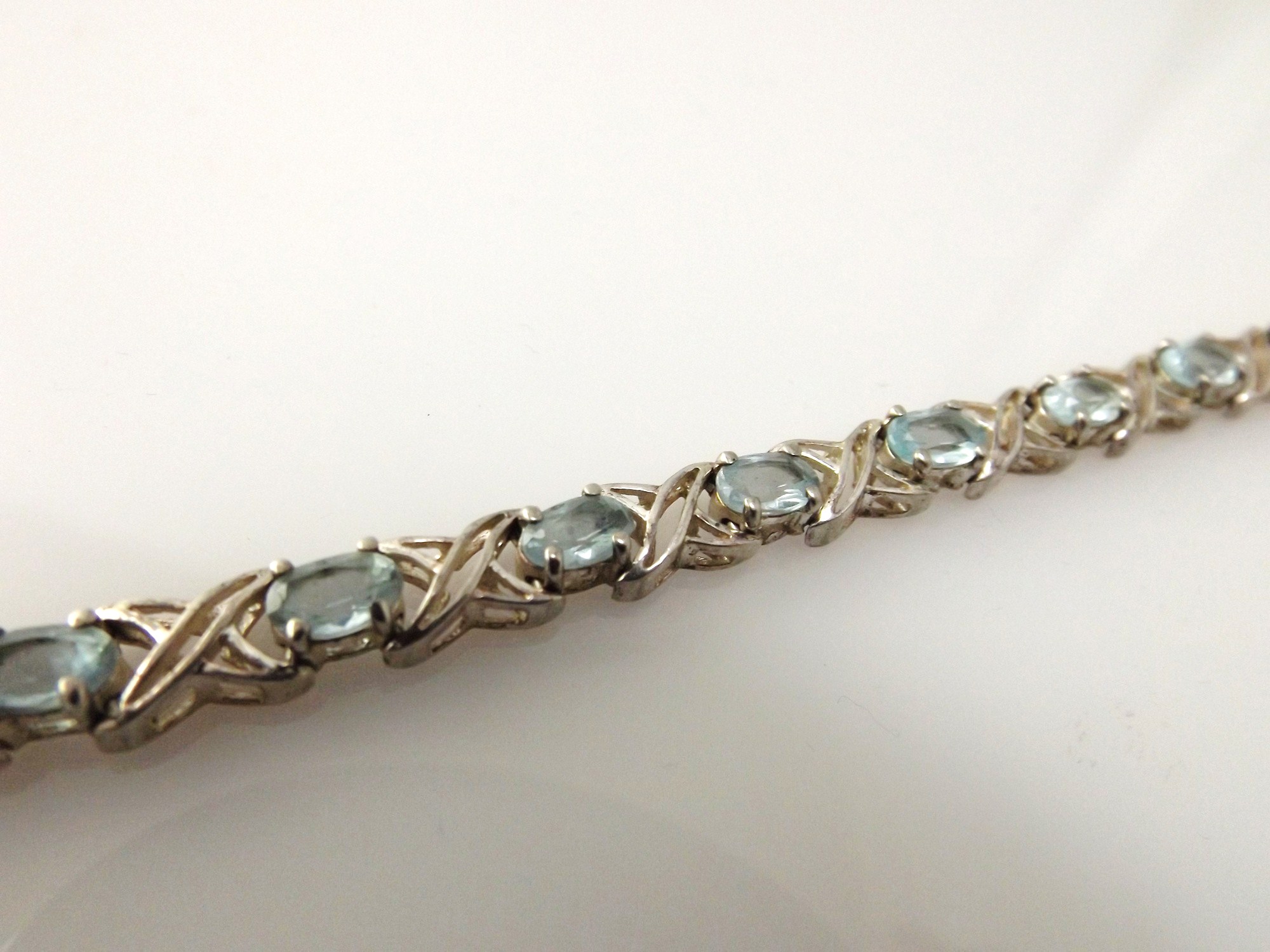 Sterling Silver and Aquamarine Link Bracelet
