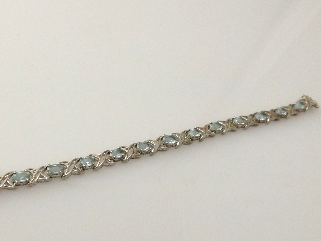 Sterling Silver and Aquamarine Link Bracelet