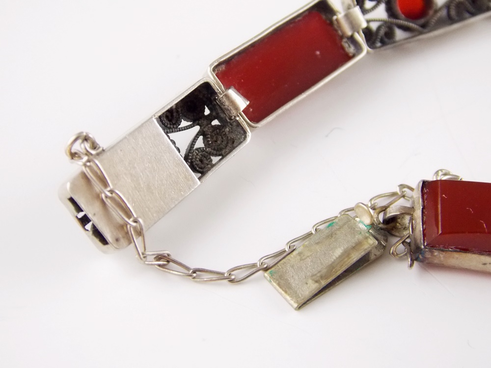 Vintage Pins with Stones and Seed Pearls and a Carnelian Bracelet