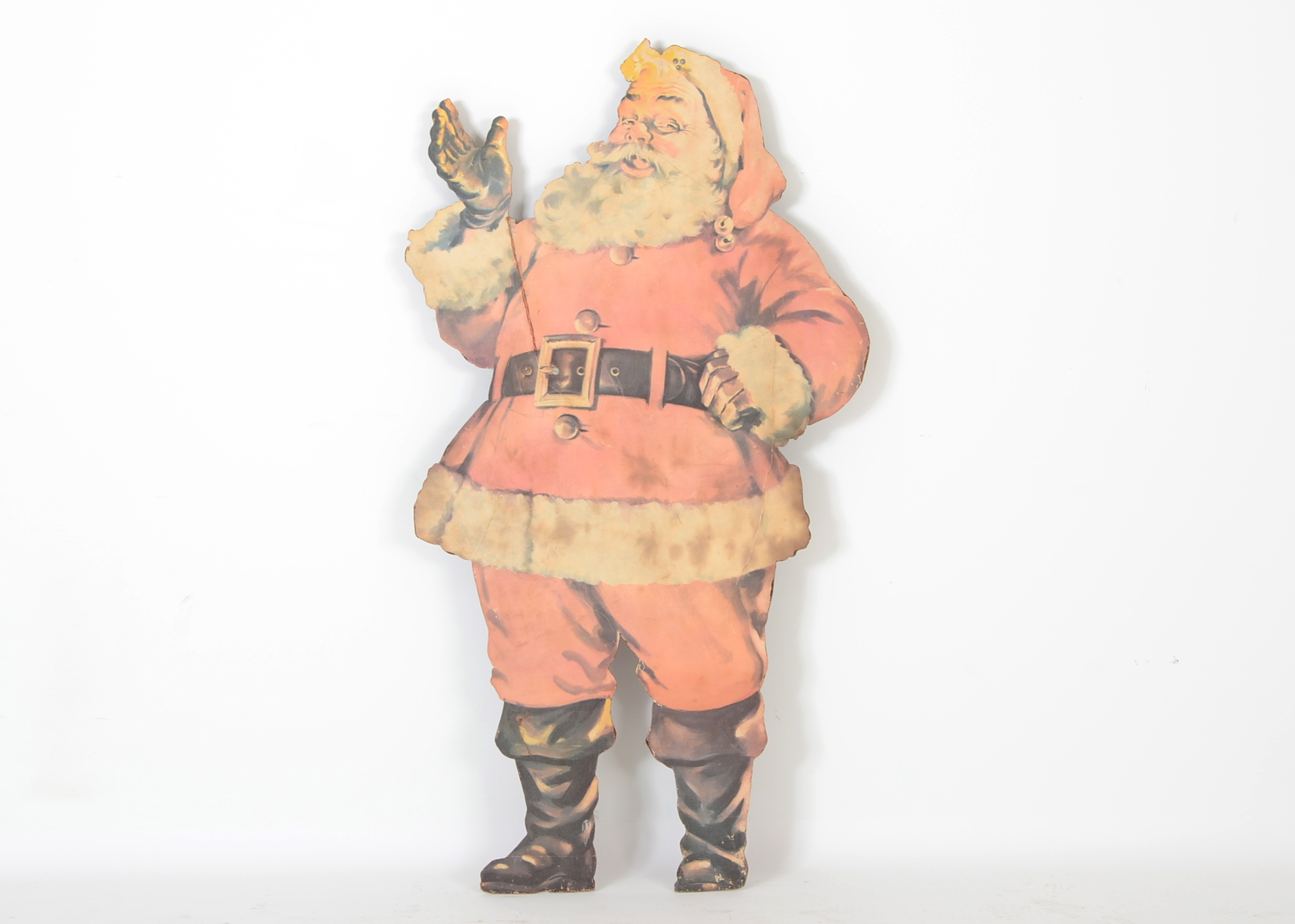 Large Vintage Life-Size Pressboard Santa Cutout