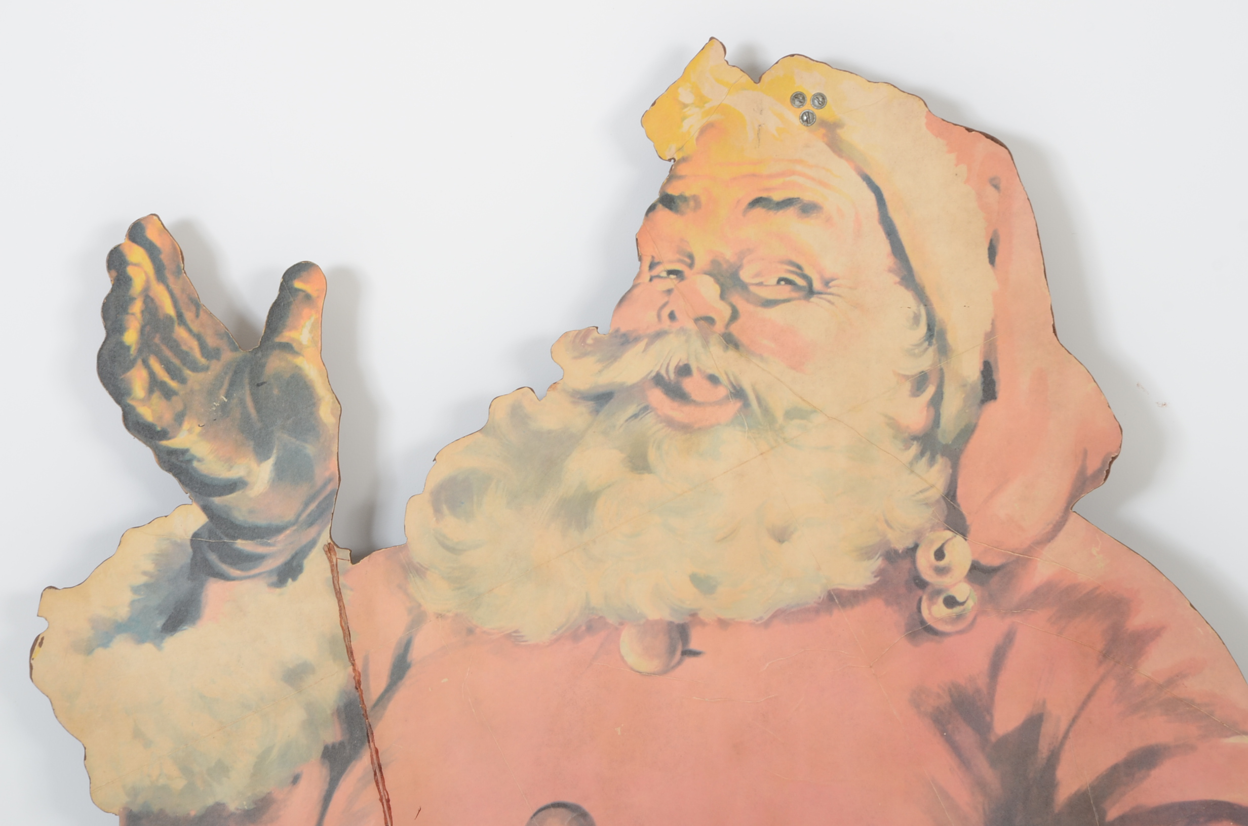 Large Vintage Life-Size Pressboard Santa Cutout