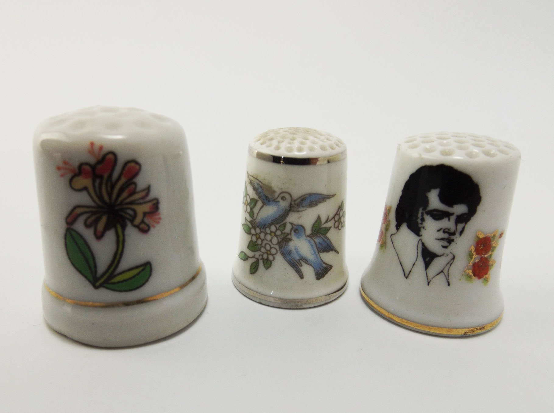 Porcelain Thimbles with an Elvis Thimble