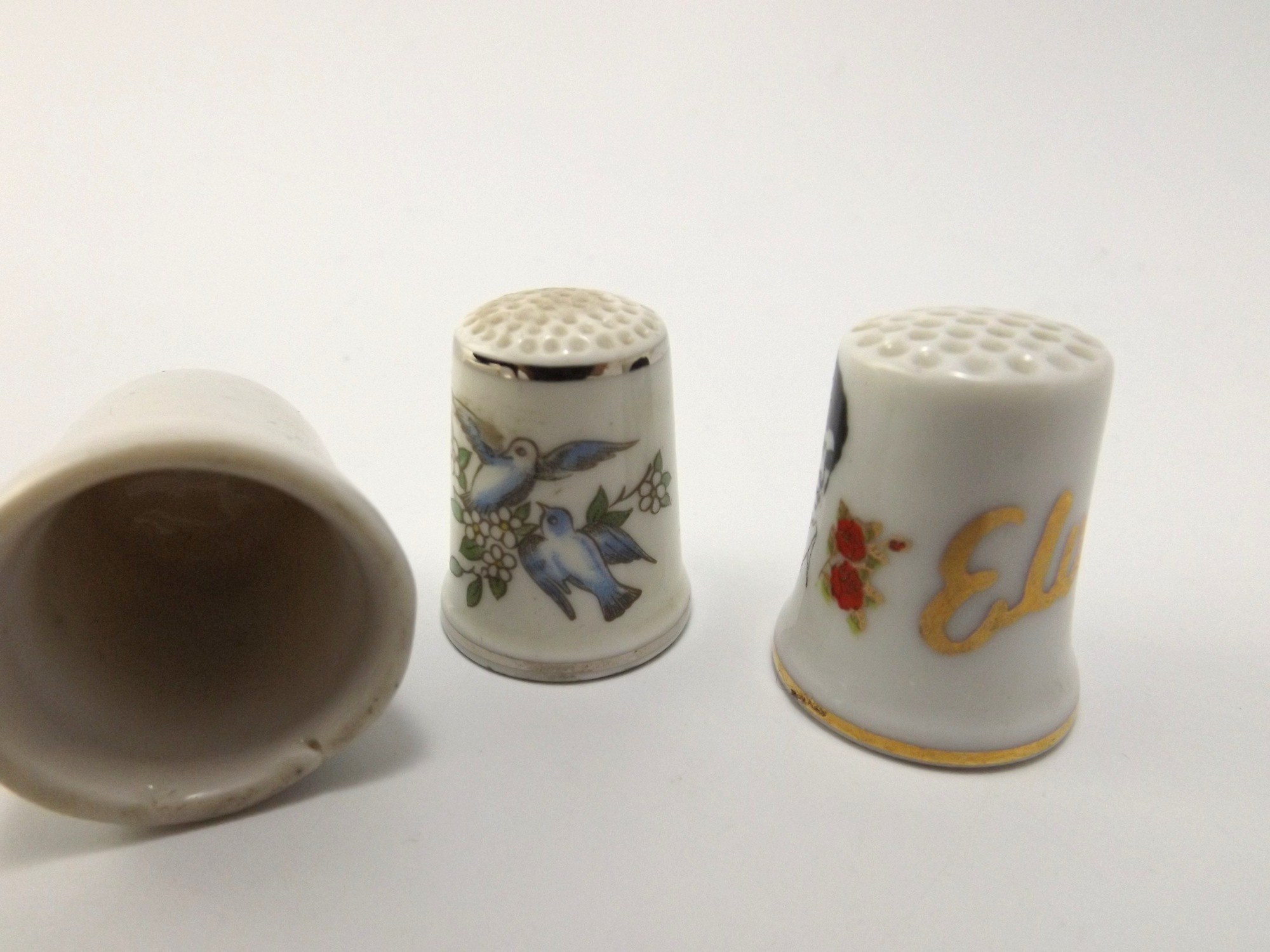 Porcelain Thimbles with an Elvis Thimble