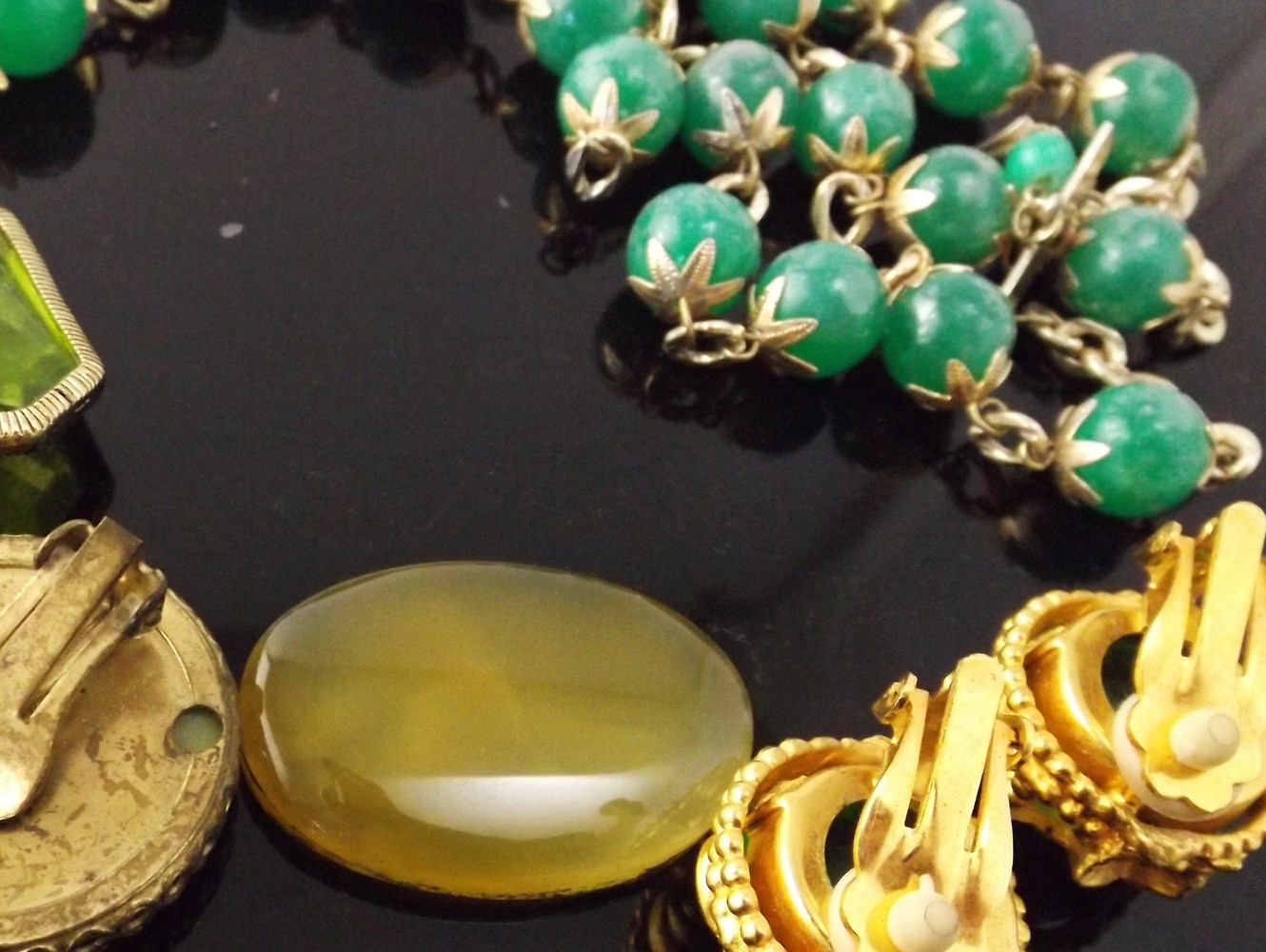 Vintage Jewelry with Green Stones