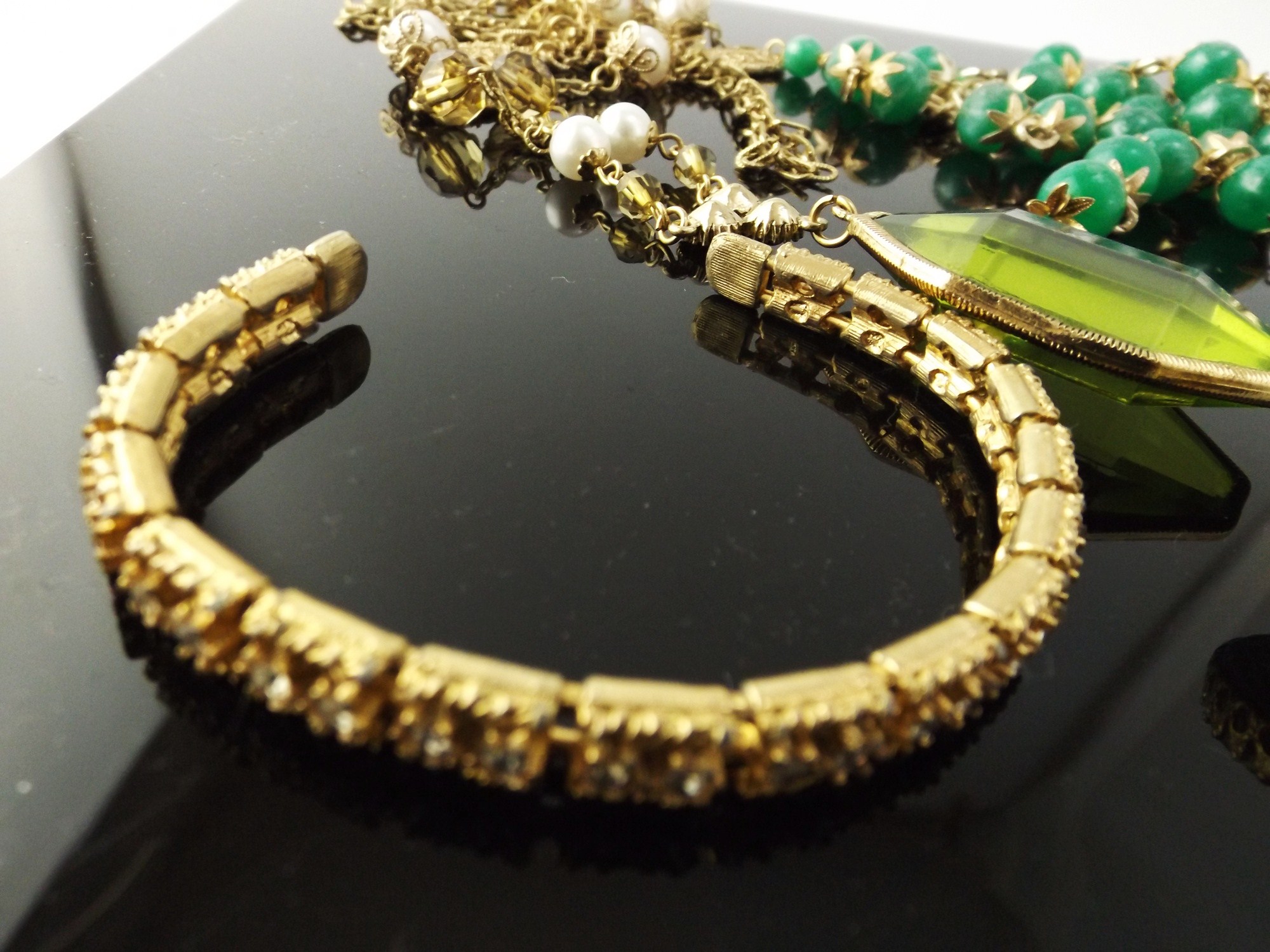 Vintage Jewelry with Green Stones