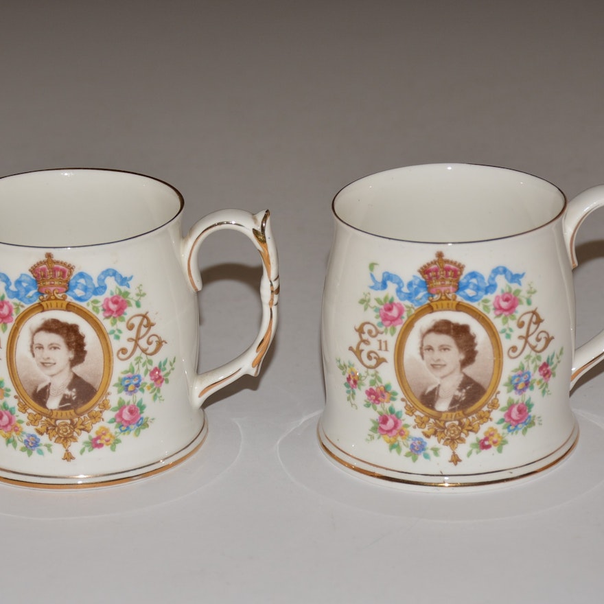 Pair of Elizabeth II Coronation Teacups