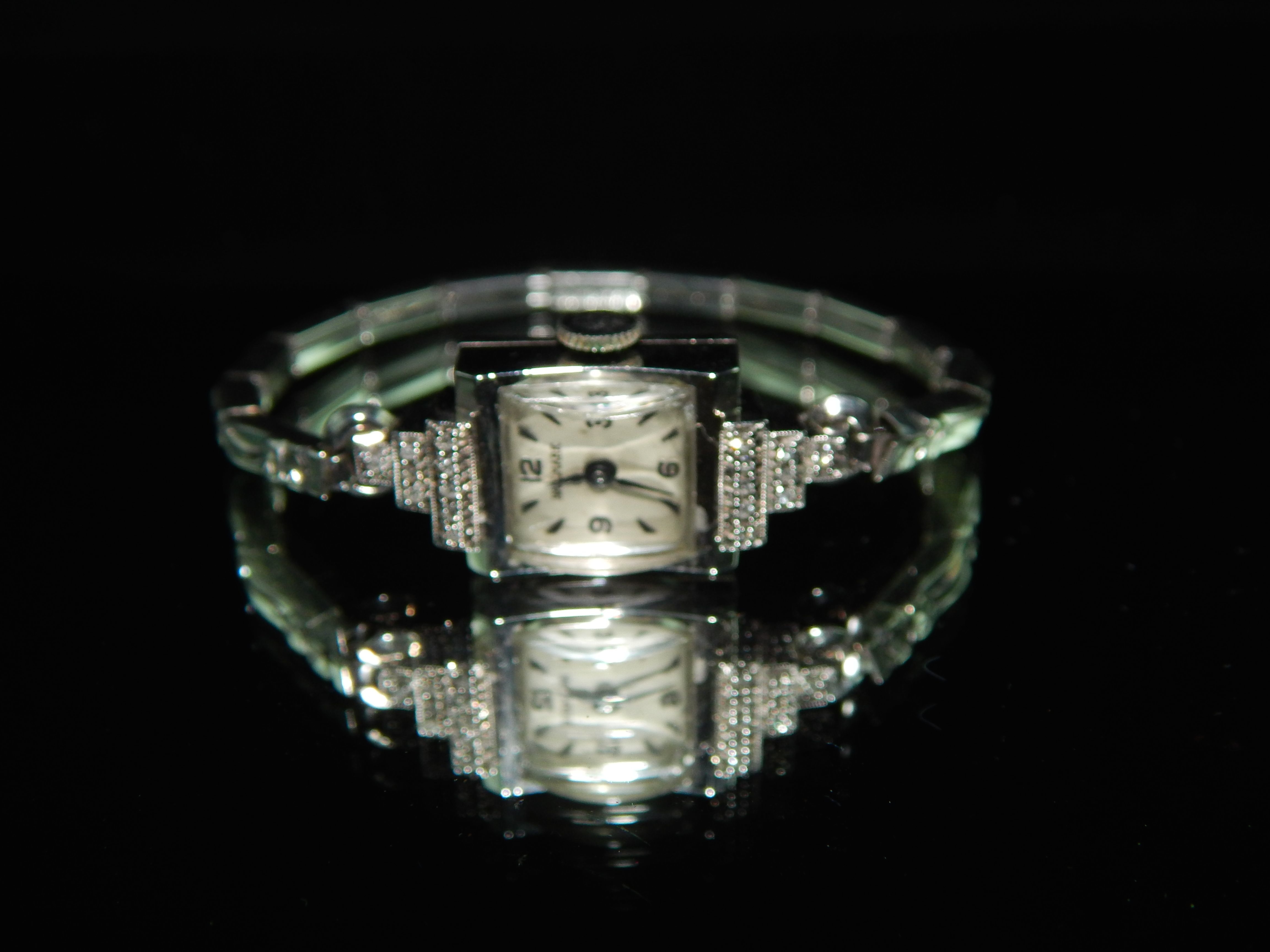 Vintage Hallmark Diamond and 14K White Gold Watch