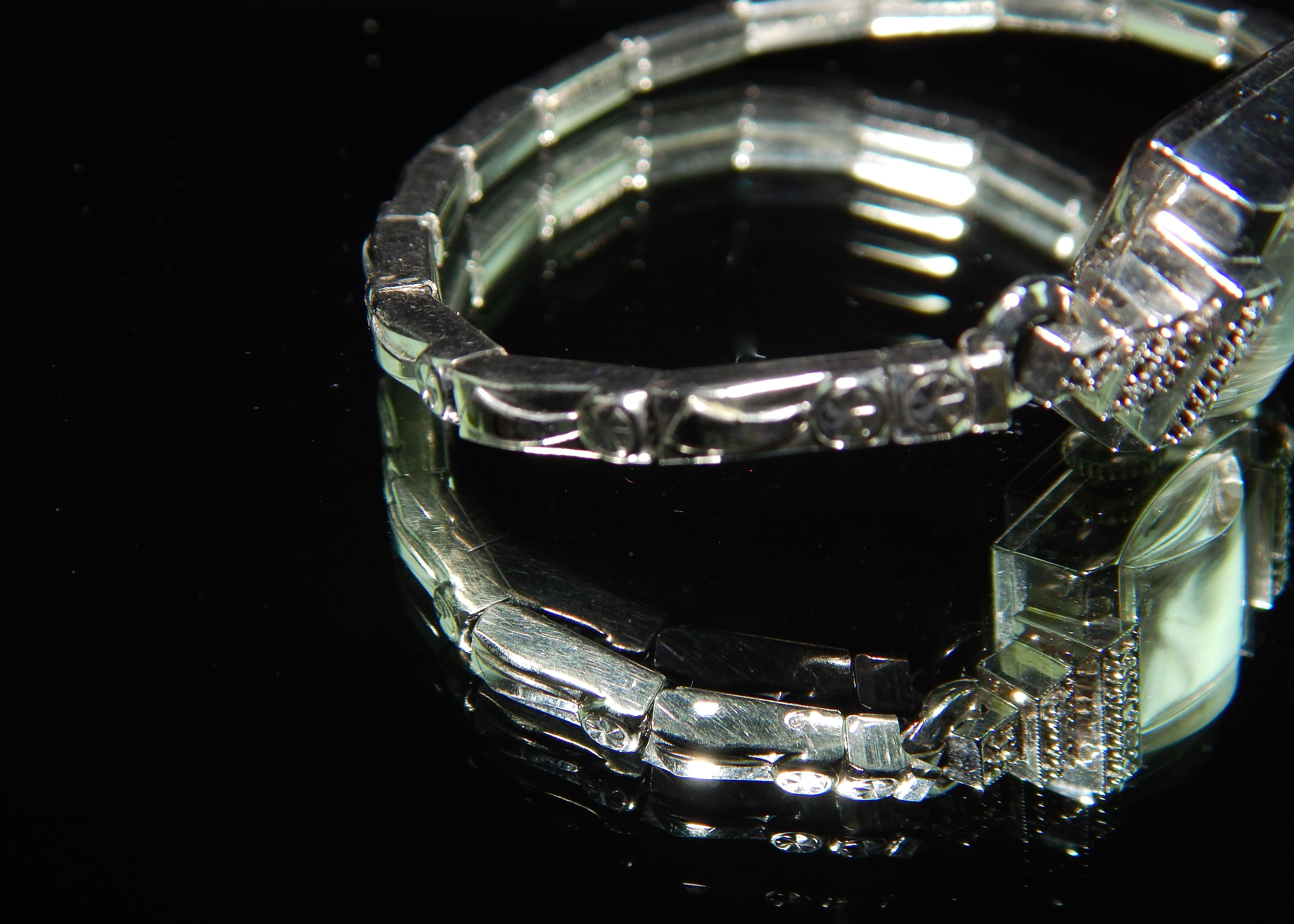 Vintage Hallmark Diamond and 14K White Gold Watch