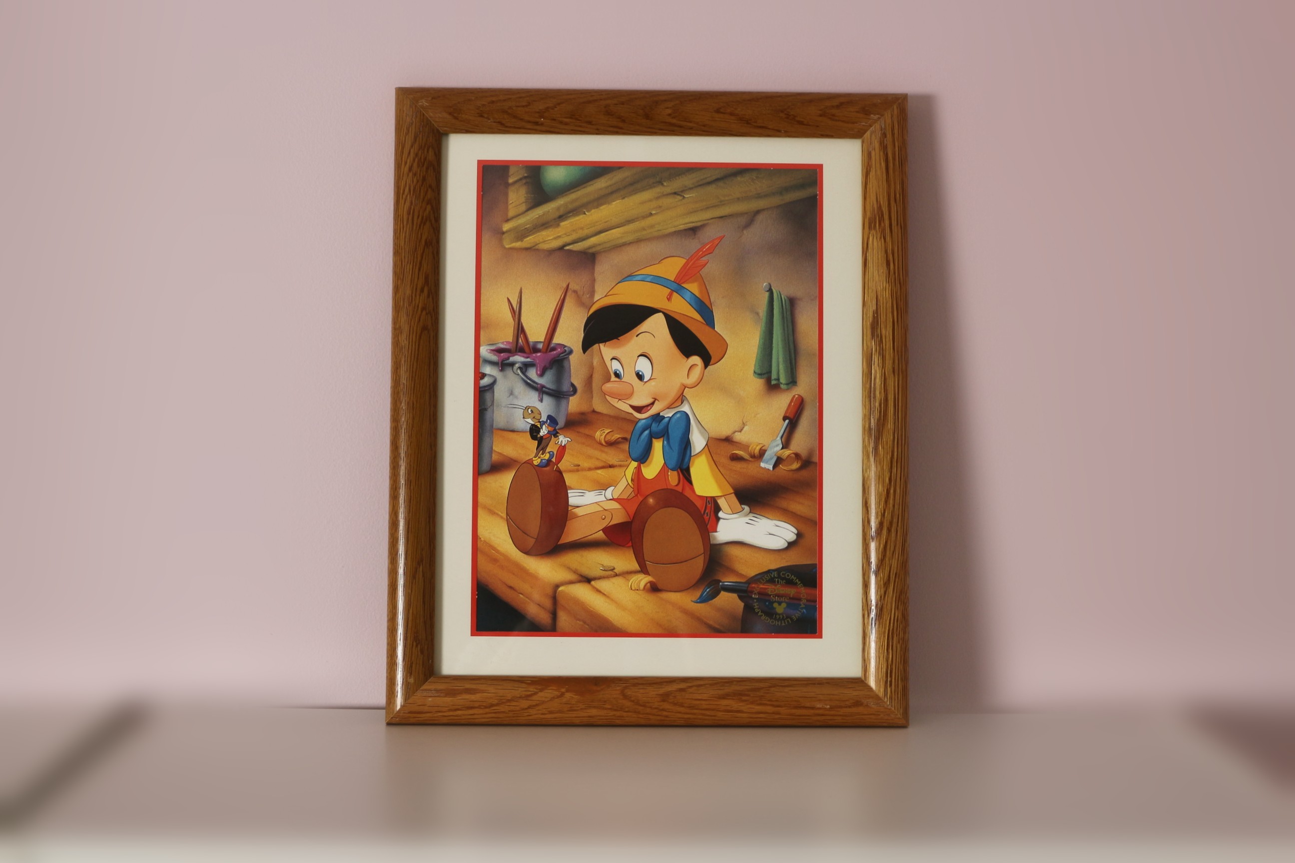 Framed Walt Disney Lithograph of Pinocchio 1993