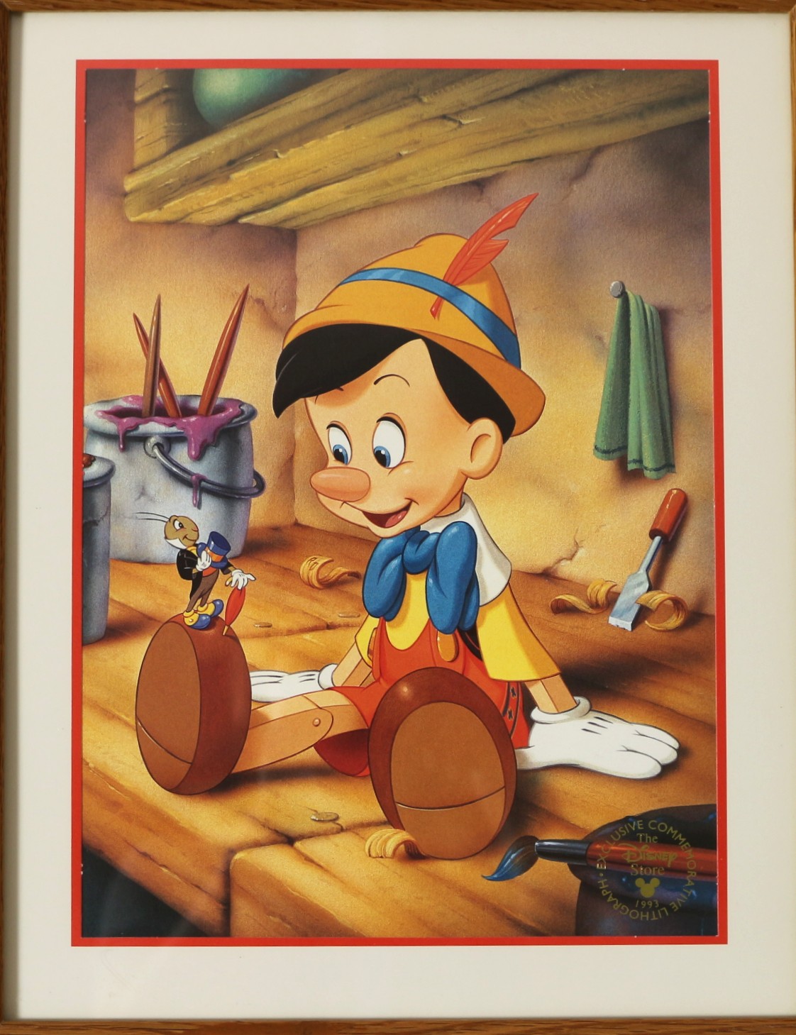 Framed Walt Disney Lithograph of Pinocchio 1993