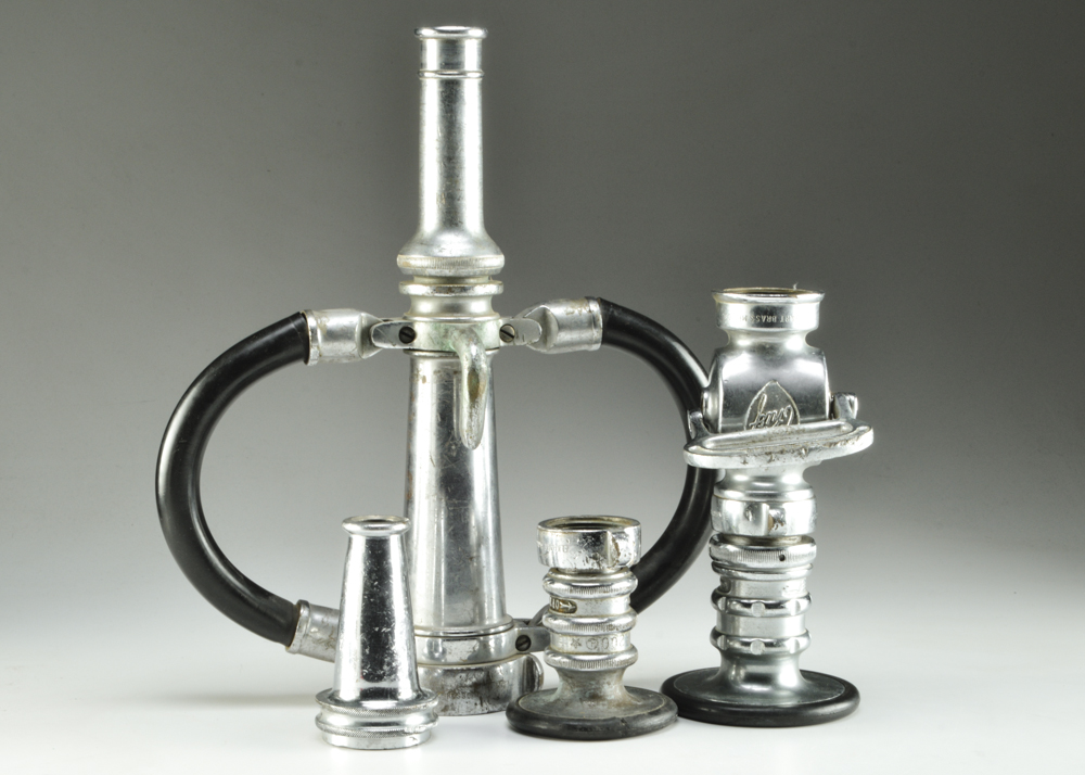 Assortment of Vintage Fire Hose Nozzle Parts