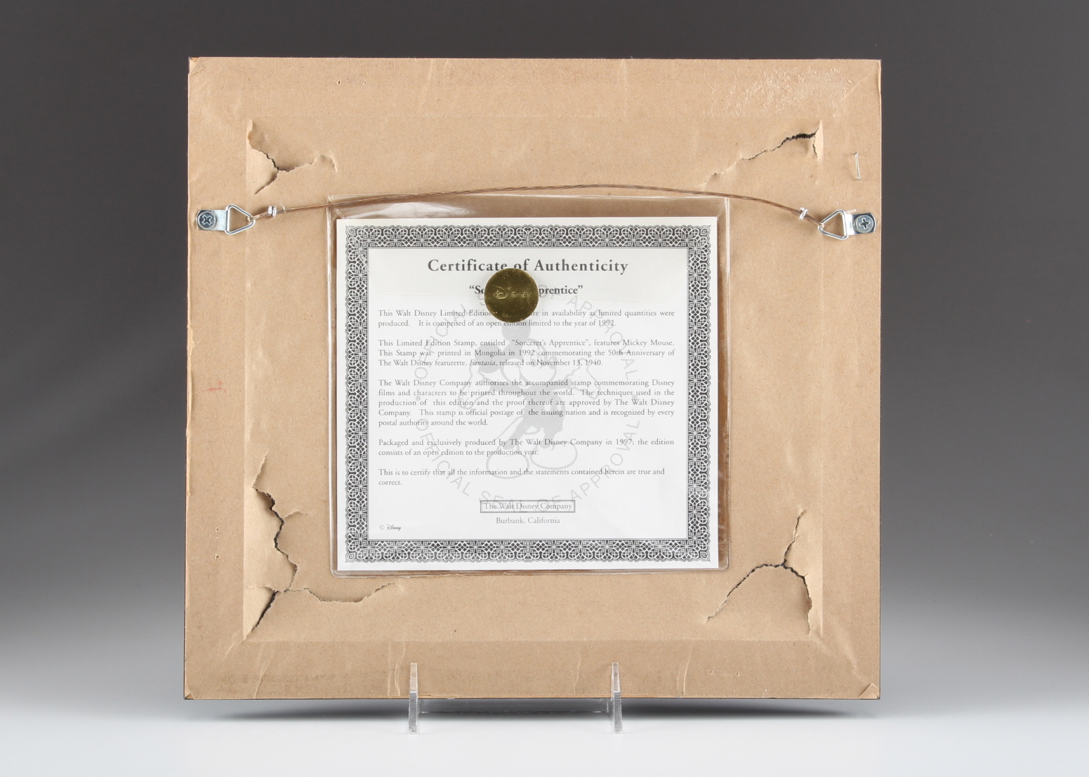 Disney Limited Edition "Sorcerer's Apprentice" Framed Stamp