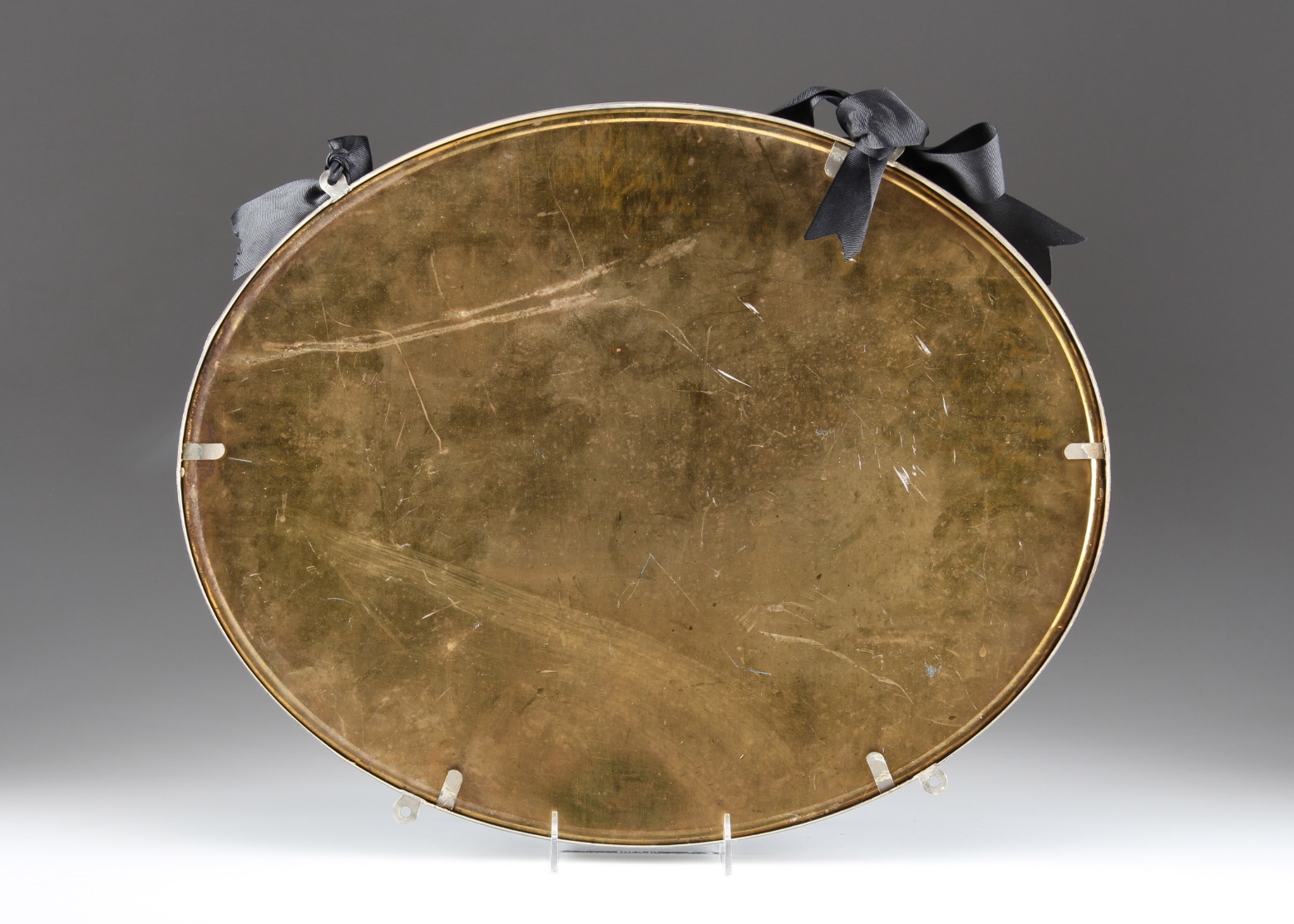 Vintage Metal-Framed Oval Wall Mirror