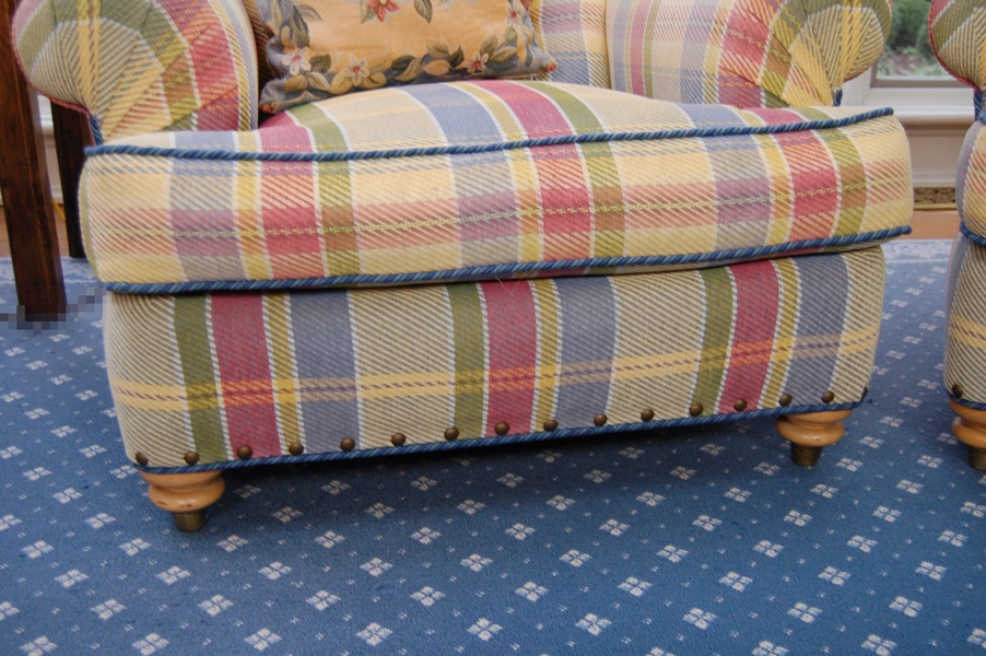 Pair of Dapha Plaid Lounge Armchairs