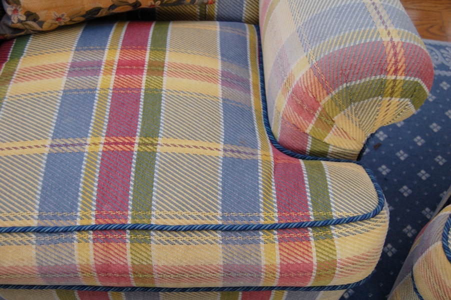 Pair of Dapha Plaid Lounge Armchairs