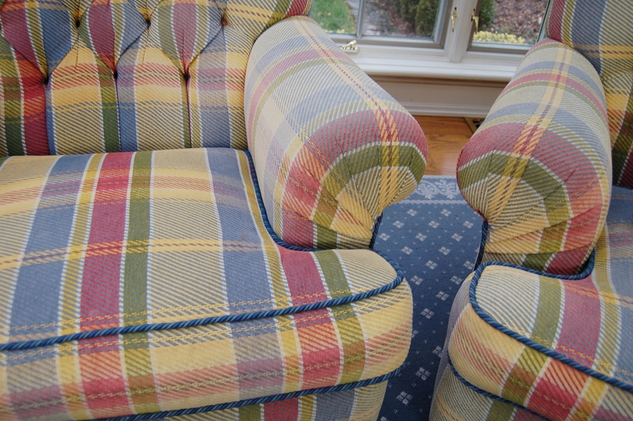 Pair of Dapha Plaid Lounge Armchairs