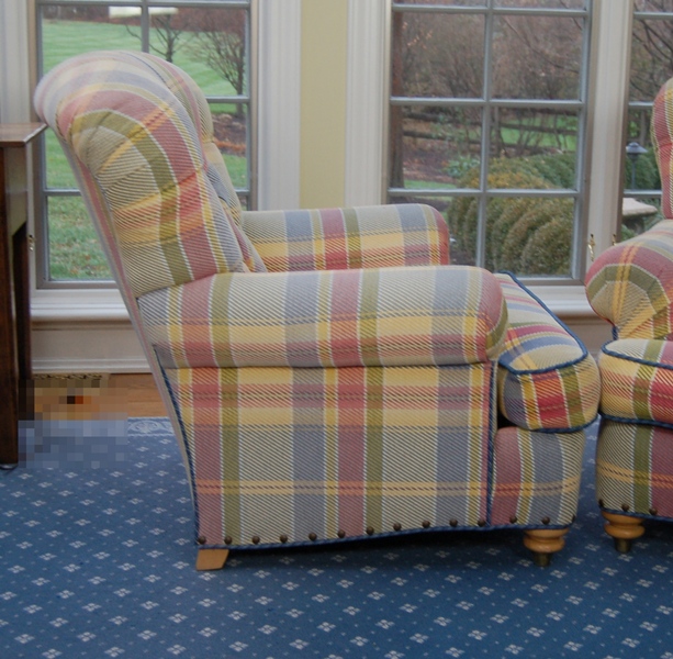 Pair of Dapha Plaid Lounge Armchairs