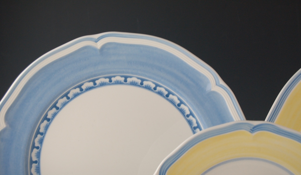 Villeroy & Boch Yellow and Blue Combination China Set of Fourteen