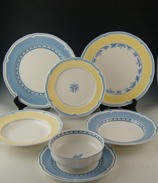 Villeroy & Boch Yellow and Blue Combination China Set of Fourteen