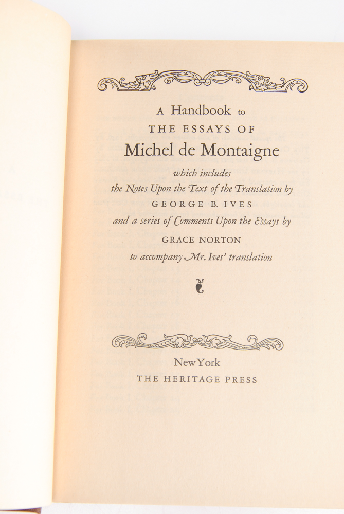 1946 Three Volume Book Set, "The Essays of Michel de Montaigne"