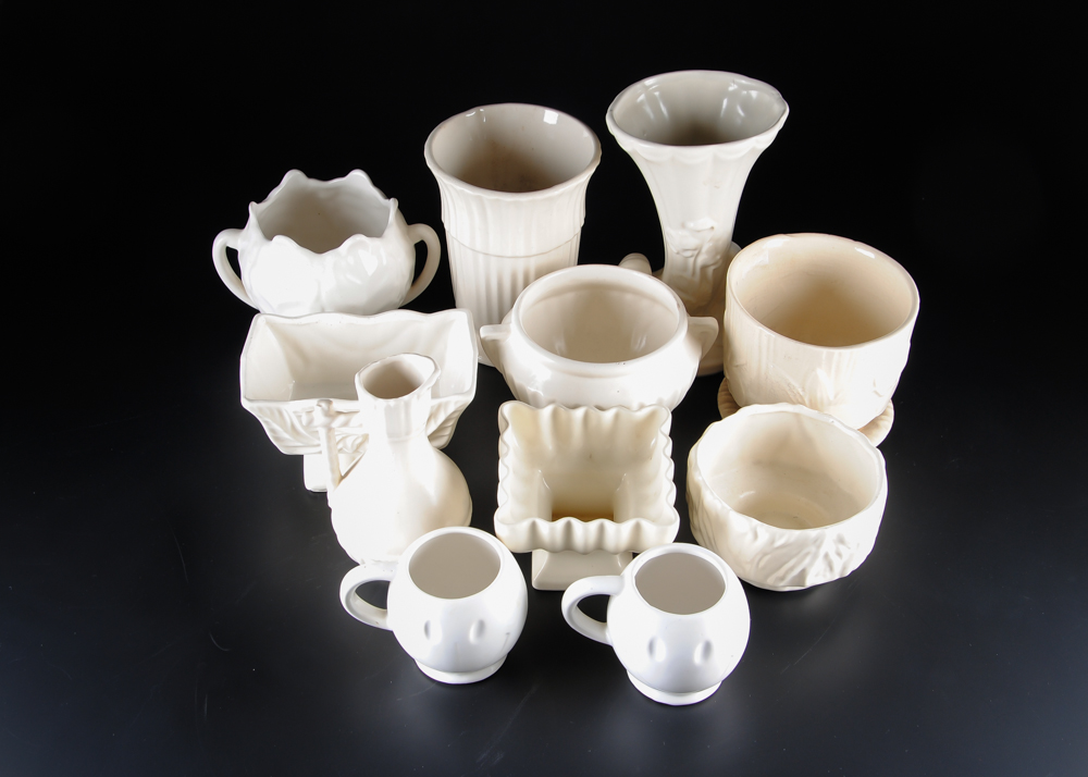 Vintage White Glazed Pottery