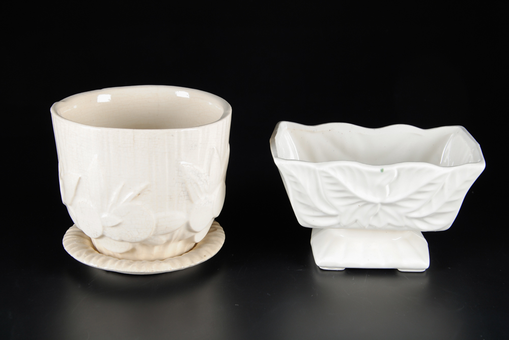 Vintage White Glazed Pottery