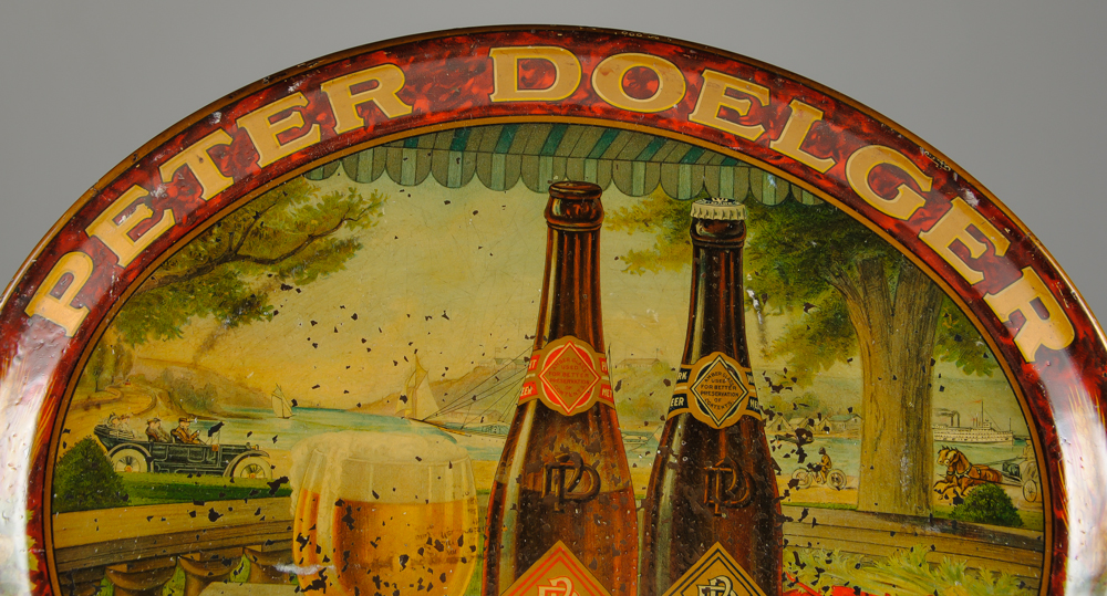 Pre-Prohibition Peter Doelger Beer Tin Tip Tray