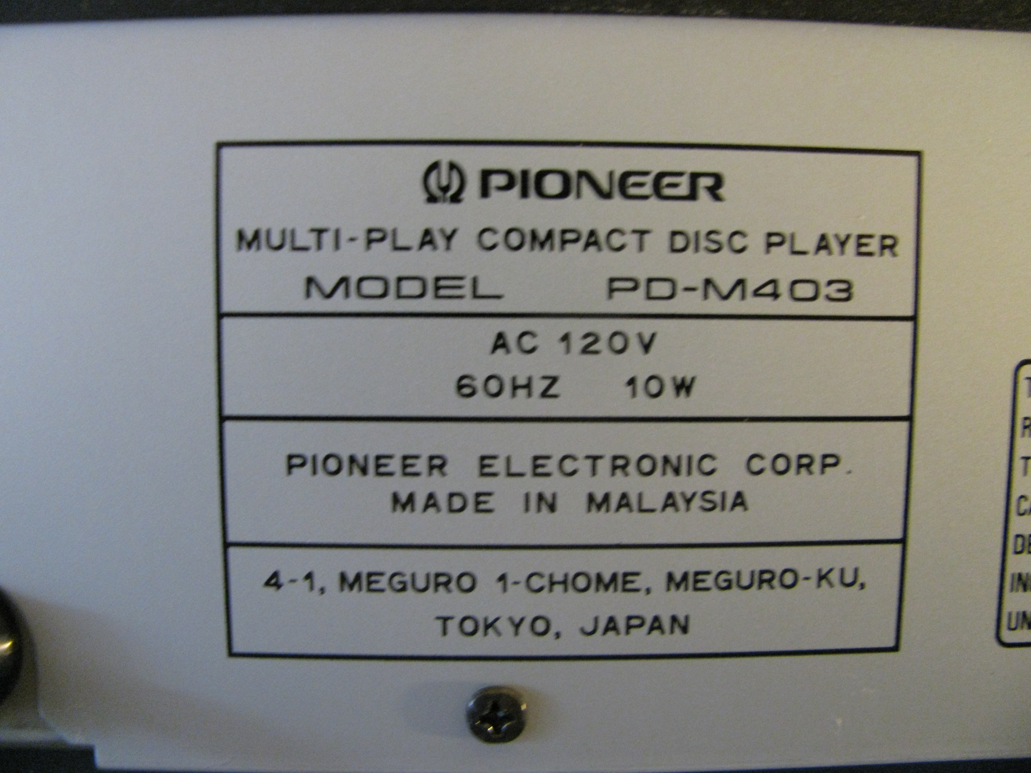 Pioneer Six-Disc CD Player