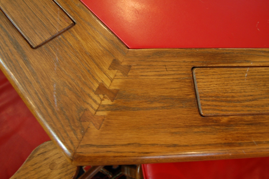 Vintage Romweber Viking Oak Poker Table with Six Chairs