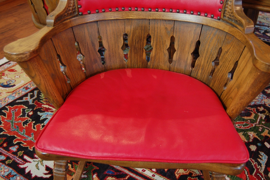 Vintage Romweber Viking Oak Poker Table with Six Chairs
