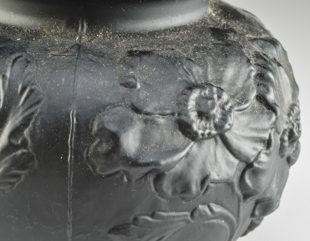 Tiffin Black Satin Glass "Poppy" Vase